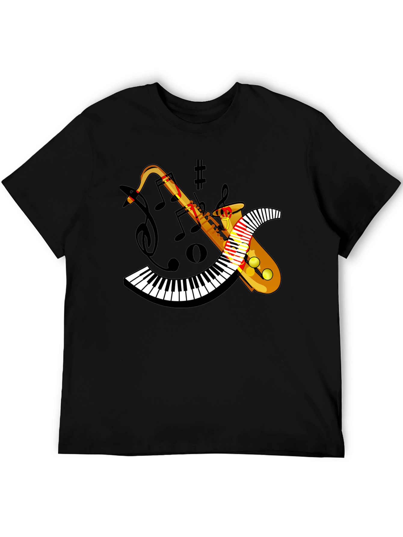 Musical Saxophone Keyboard Graphic T-Shirt