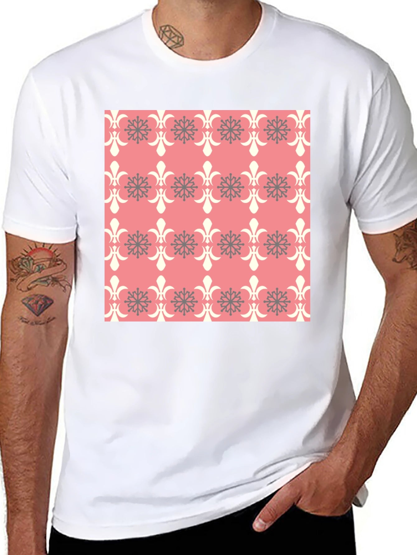 Patterned Graphic Tee - Black Cotton Blend