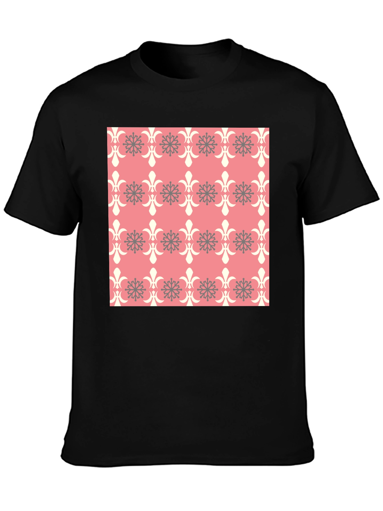 Patterned Graphic Tee - Black Cotton Blend
