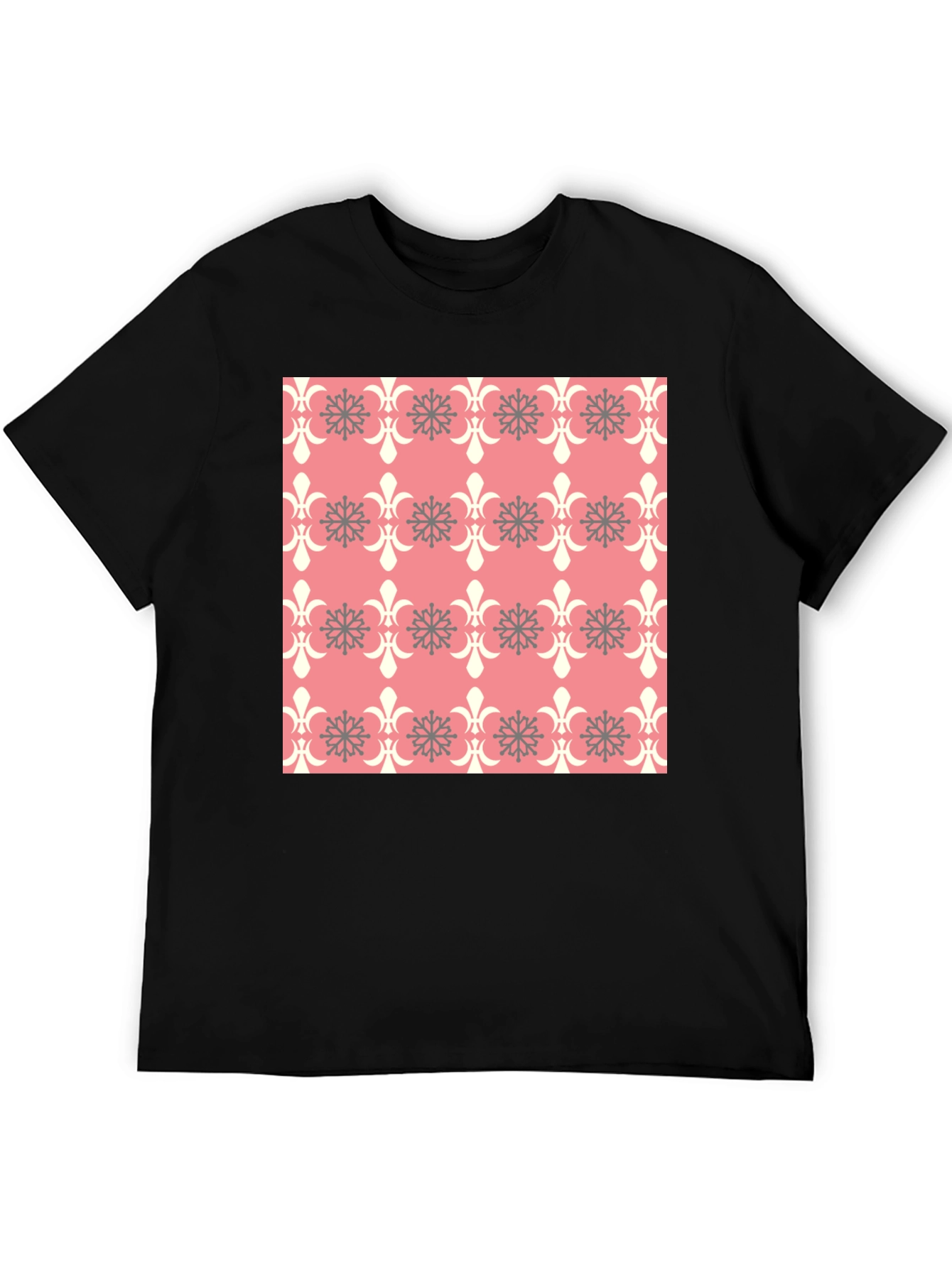 Patterned Graphic Tee - Black Cotton Blend