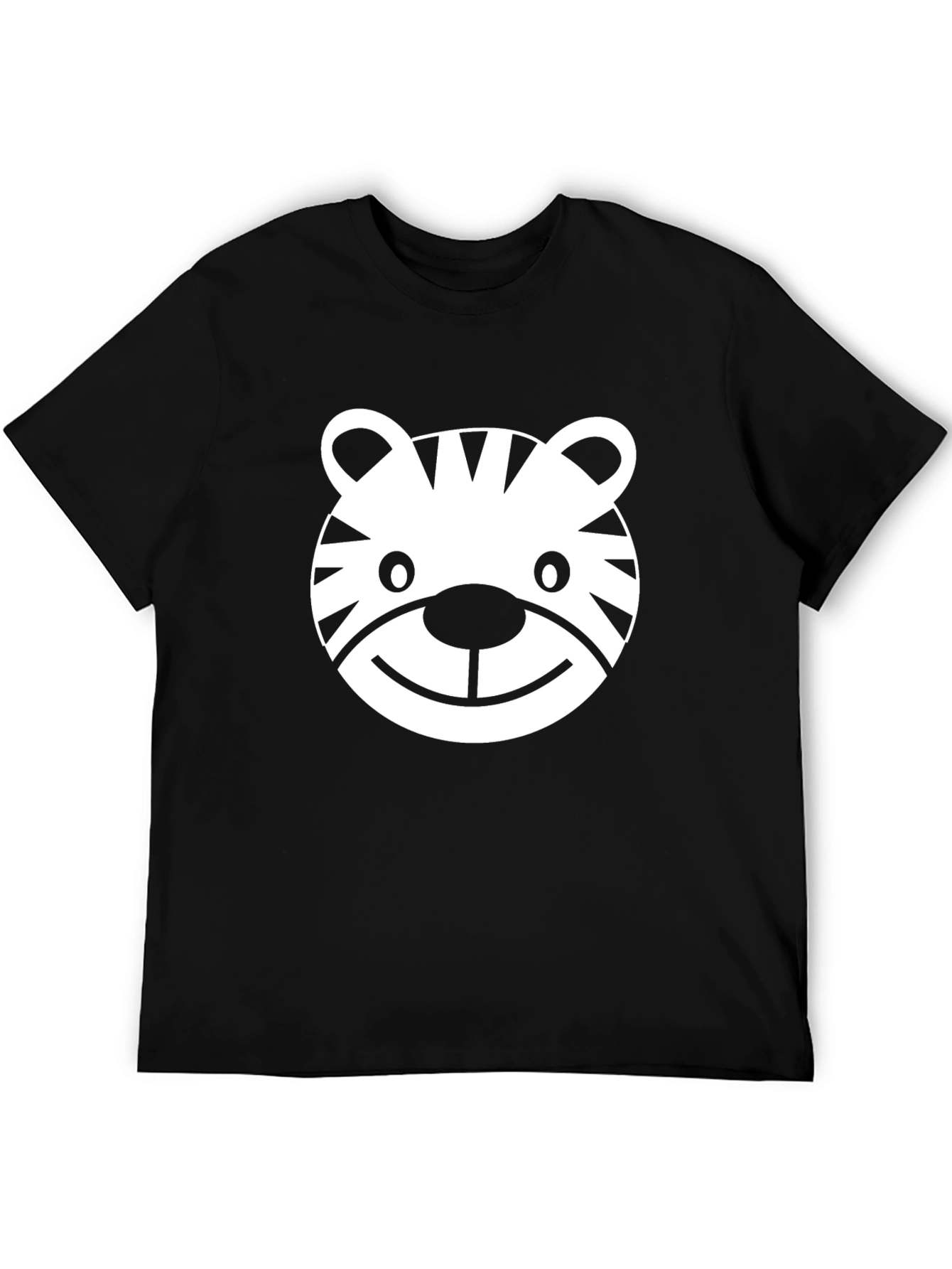 Cute Tiger Graphic Print Black T-Shirt