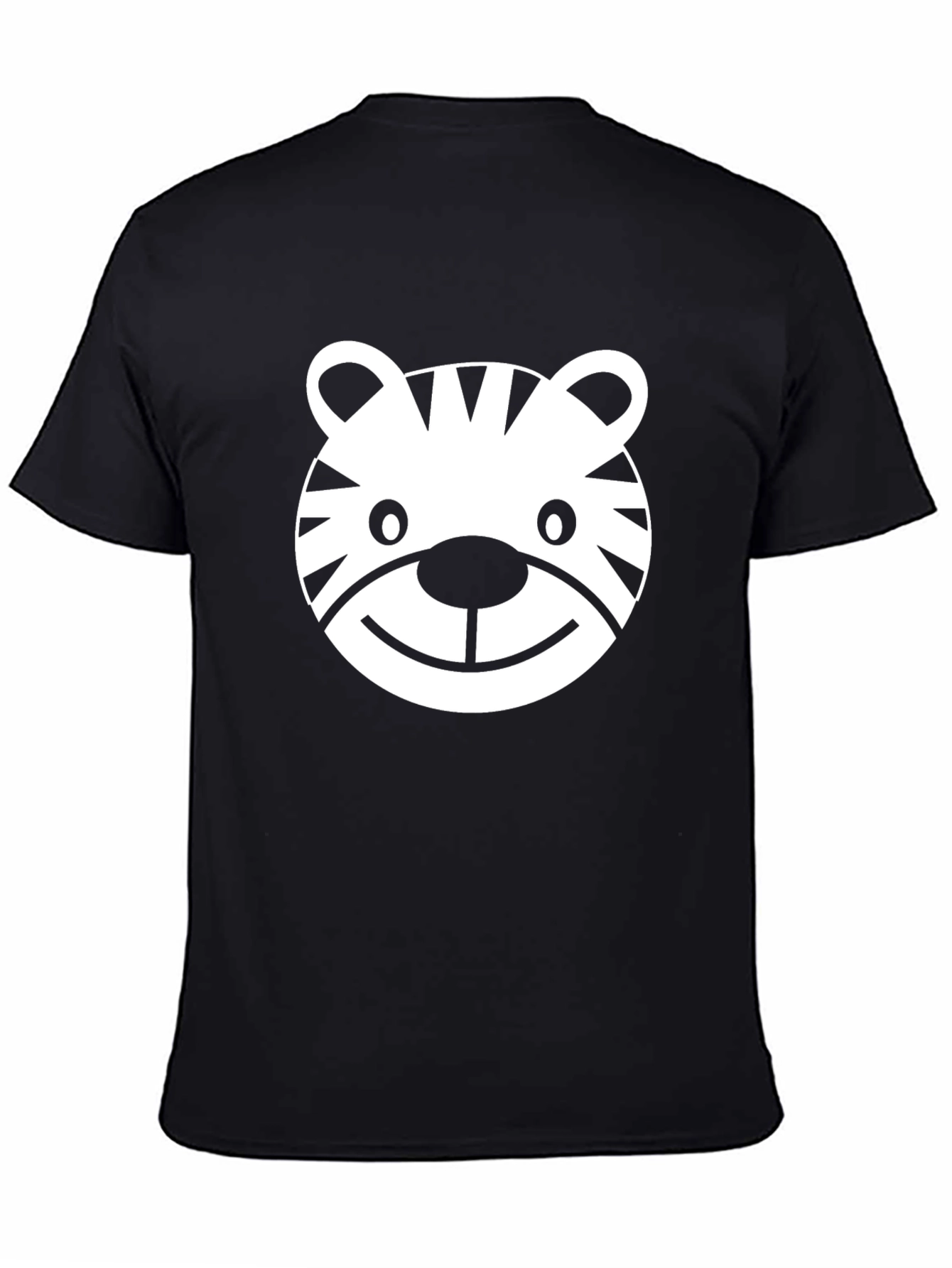 Cute Tiger Graphic Print Black T-Shirt