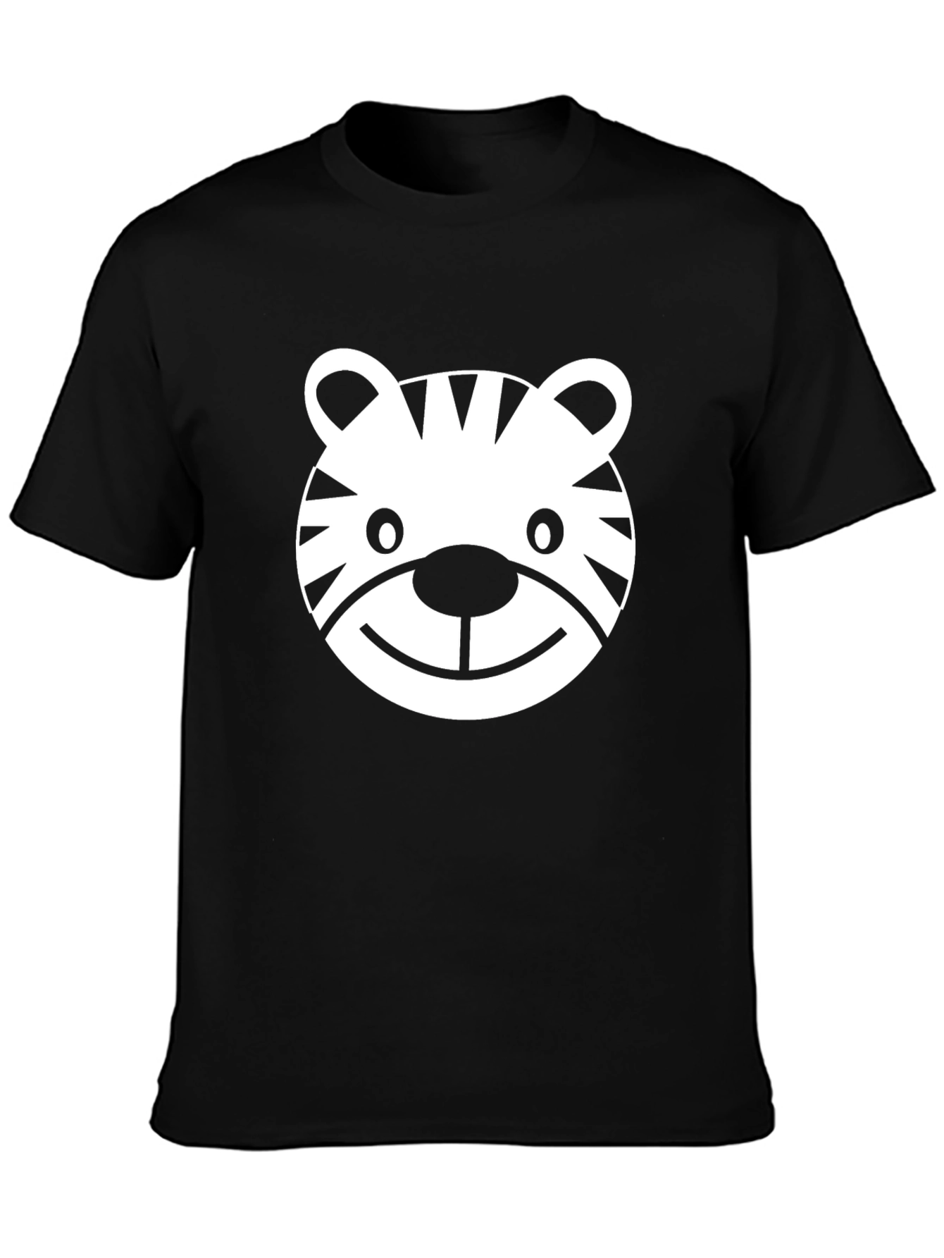 Cute Tiger Graphic Print Black T-Shirt