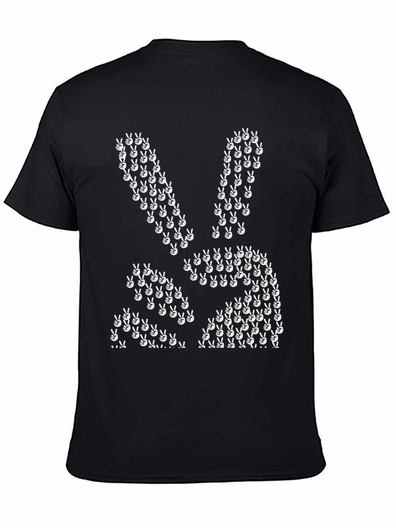 Peace Bunny Graphic Tee - Black Cotton T-Shirt