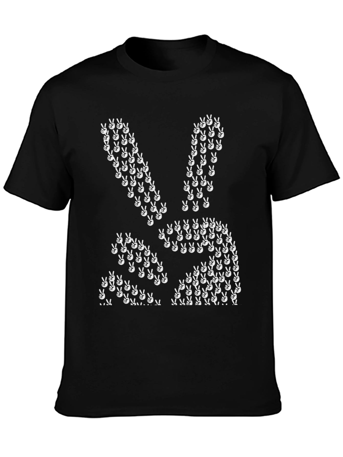 Peace Bunny Graphic Tee - Black Cotton T-Shirt