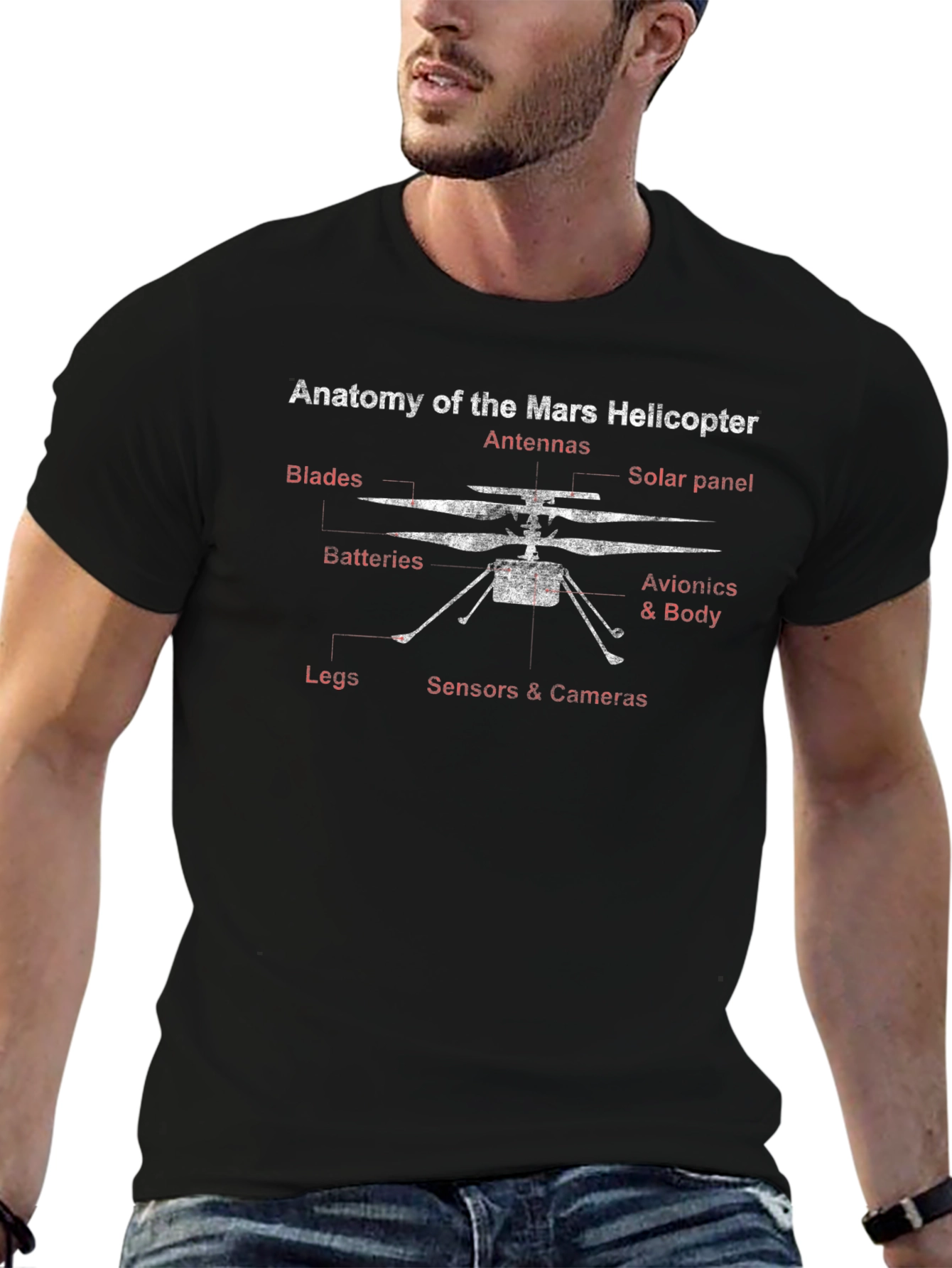 Mars Helicopter Anatomy T-Shirt - Space Exploration Tee