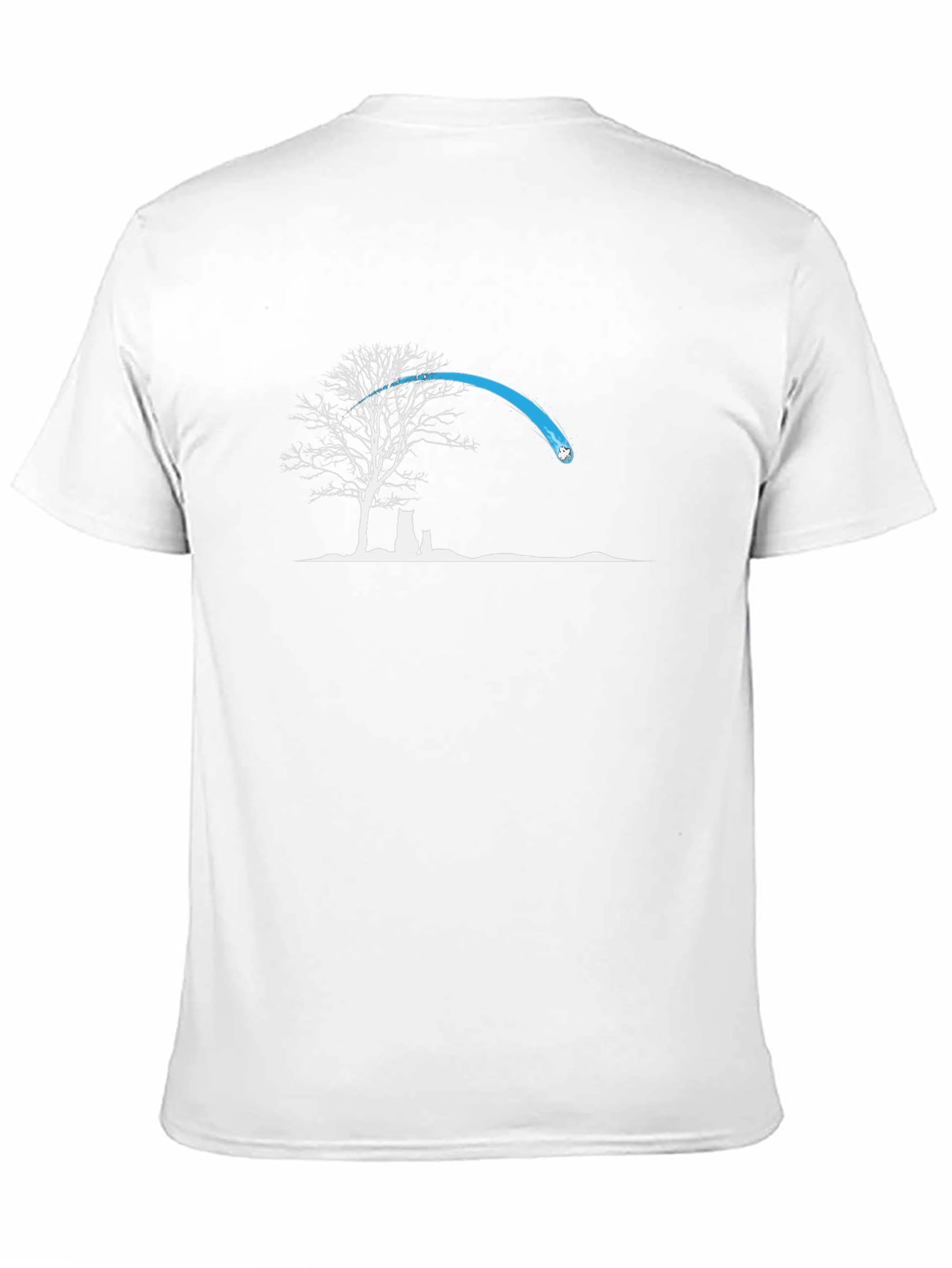 Black Graphic Tee: Tree & Cat Silhouette Design