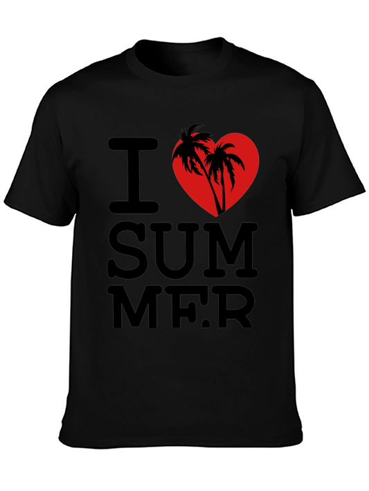 I Love Summer T-Shirt - Palm Tree Heart Design