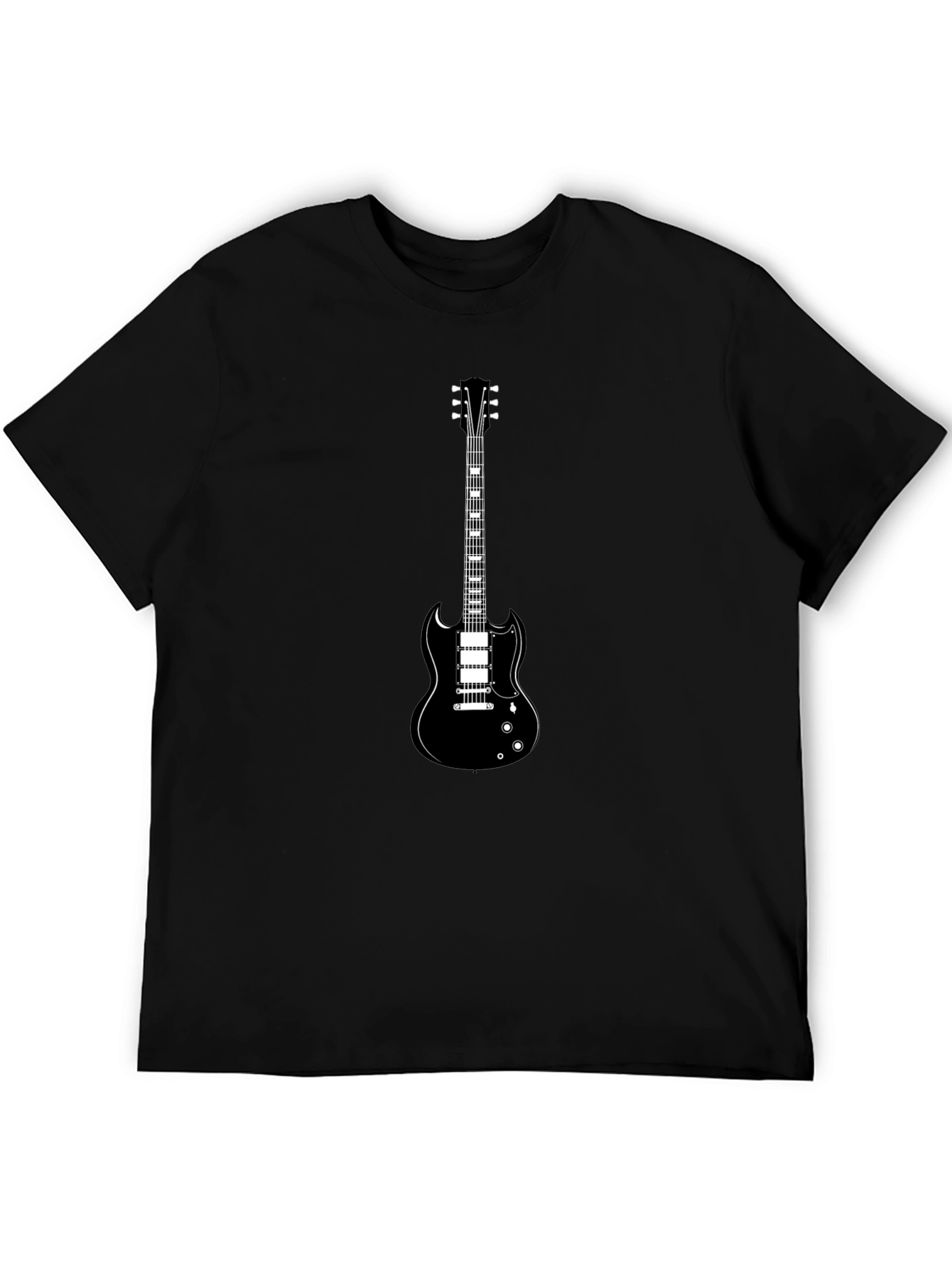 Black Guitar Graphic T-Shirt - Rocker Style