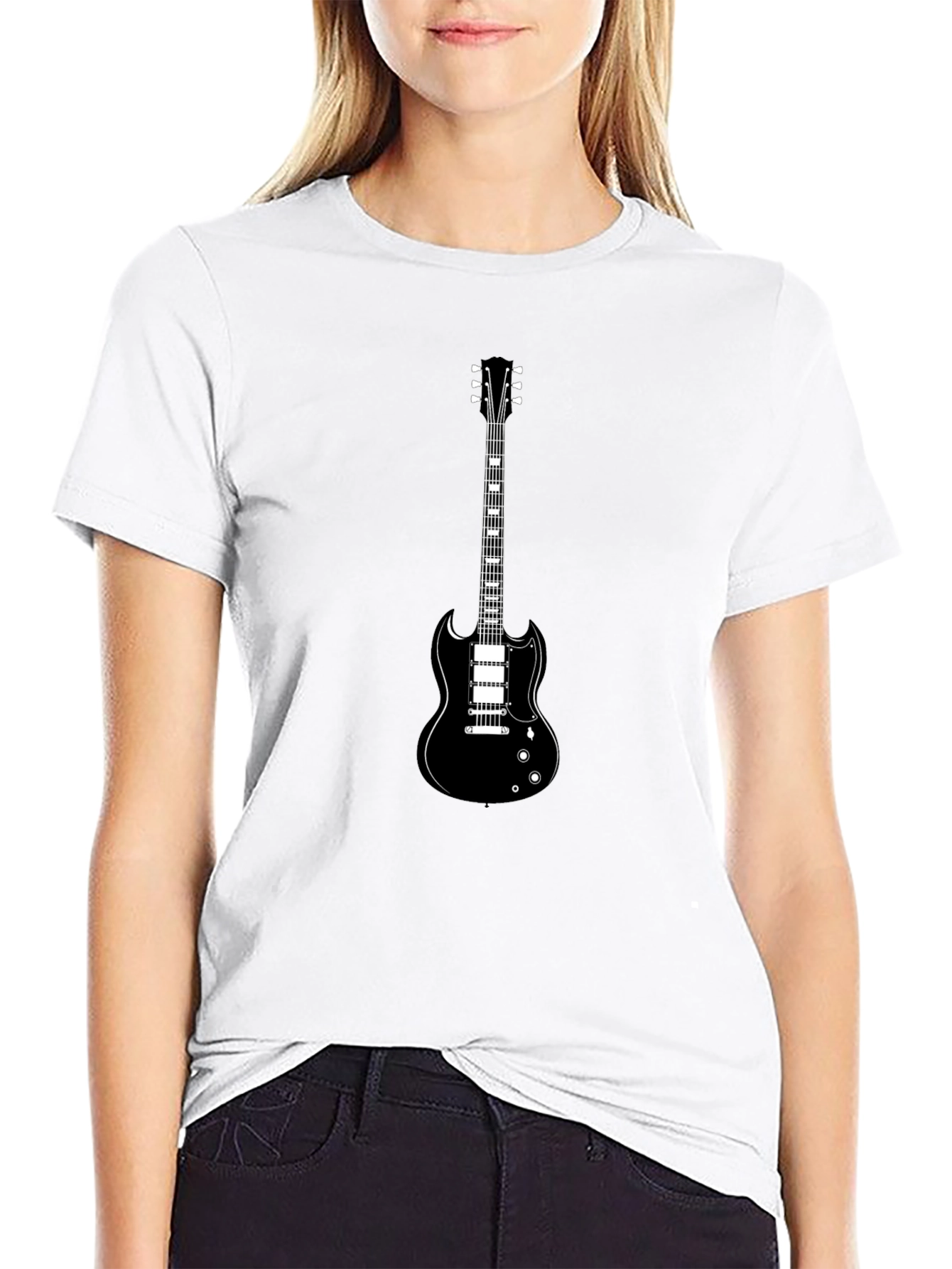 Black Guitar Graphic T-Shirt - Rocker Style