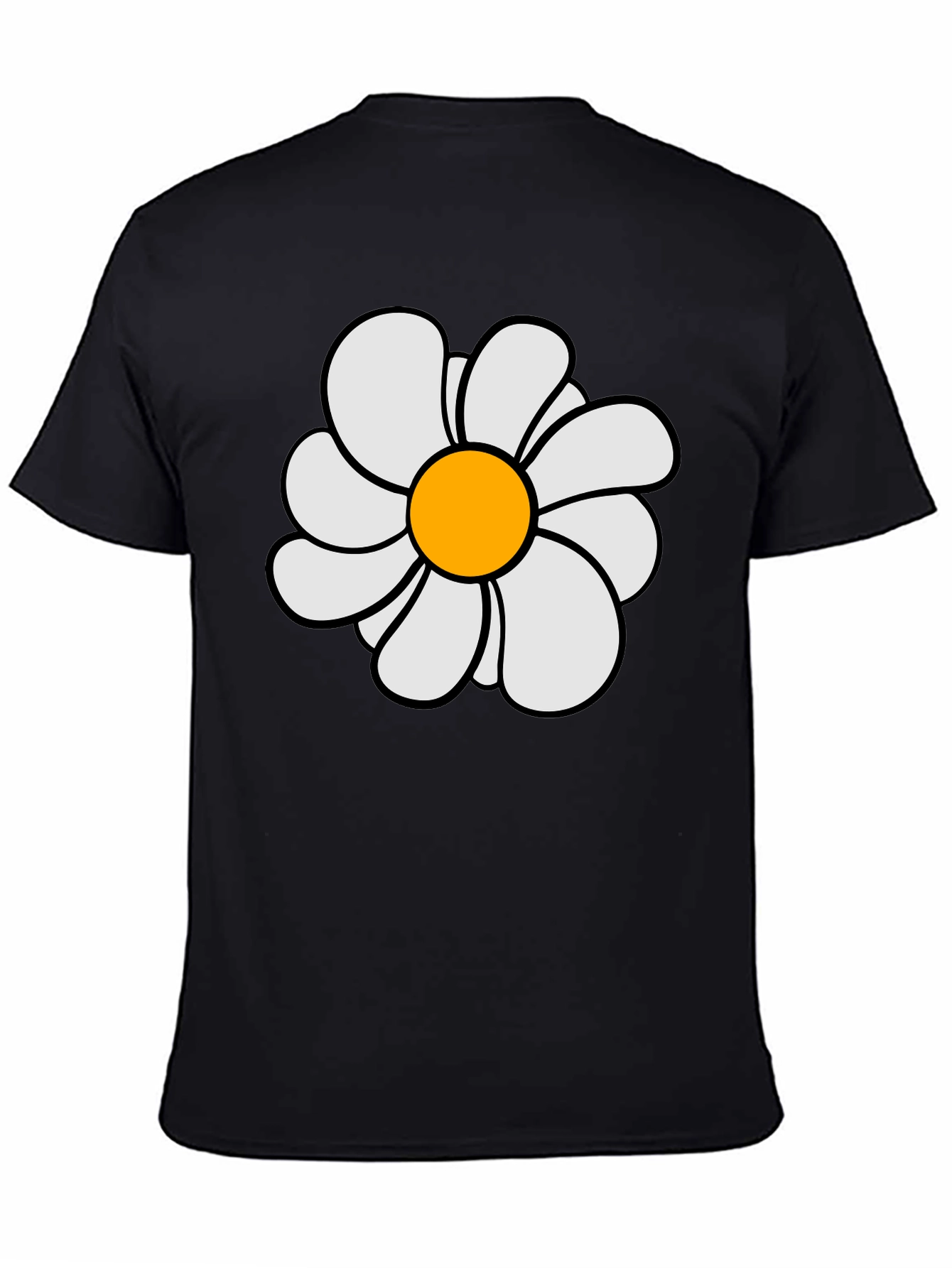 Daisy Flower Graphic Print Black T-Shirt