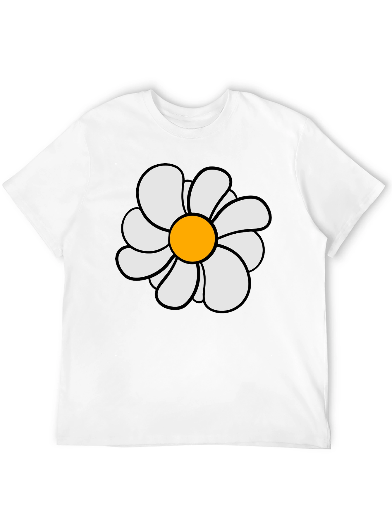 Daisy Flower Graphic Print Black T-Shirt