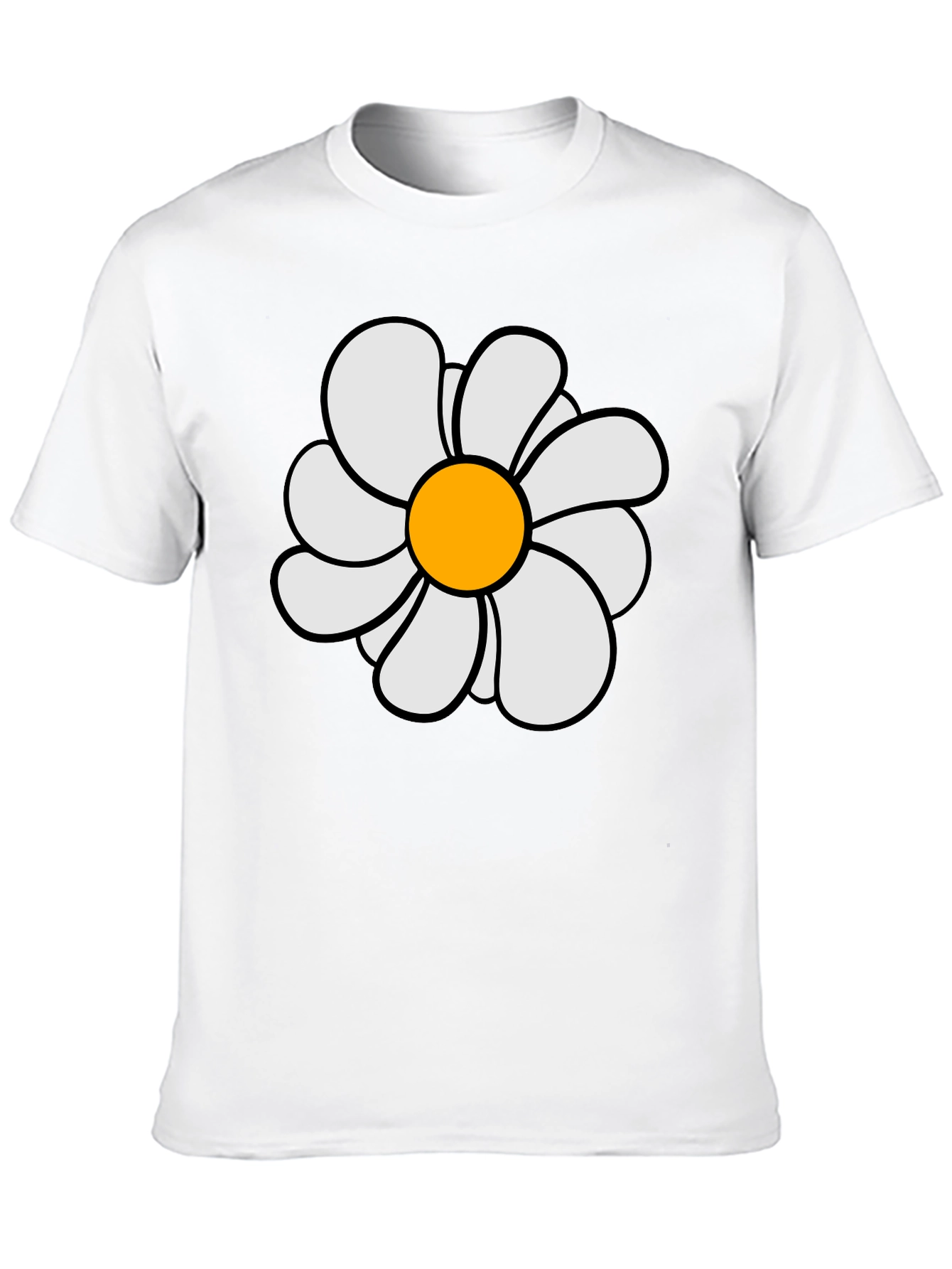 Daisy Flower Graphic Print Black T-Shirt
