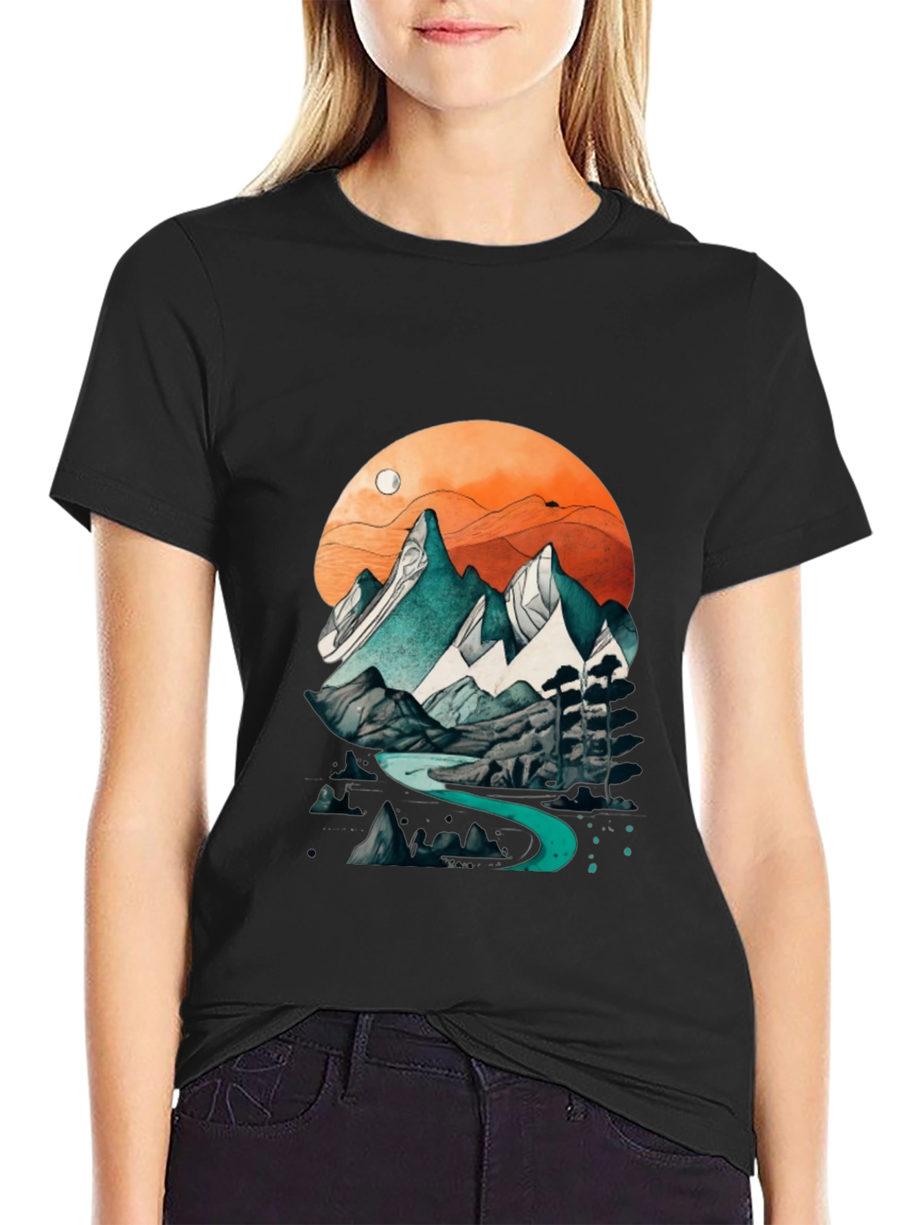 Mountain River Graphic Tee - Nature Inspired Design