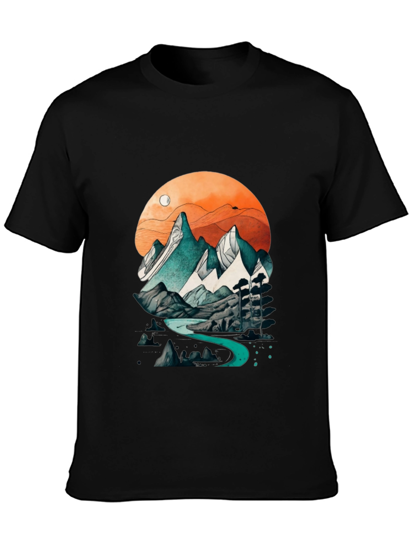 Mountain River Graphic Tee - Nature Inspired Design