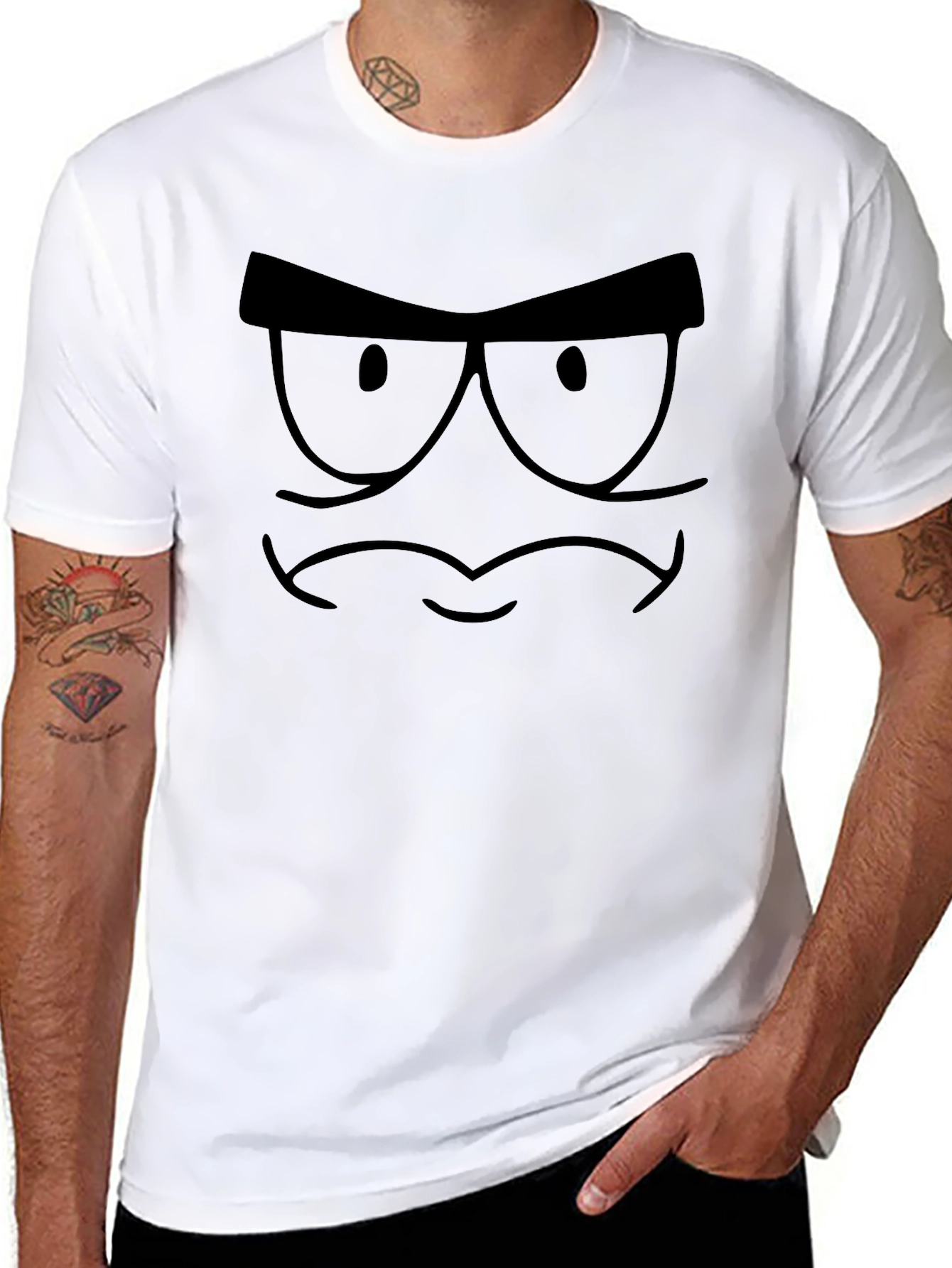 Cartoon Face Black T-Shirt