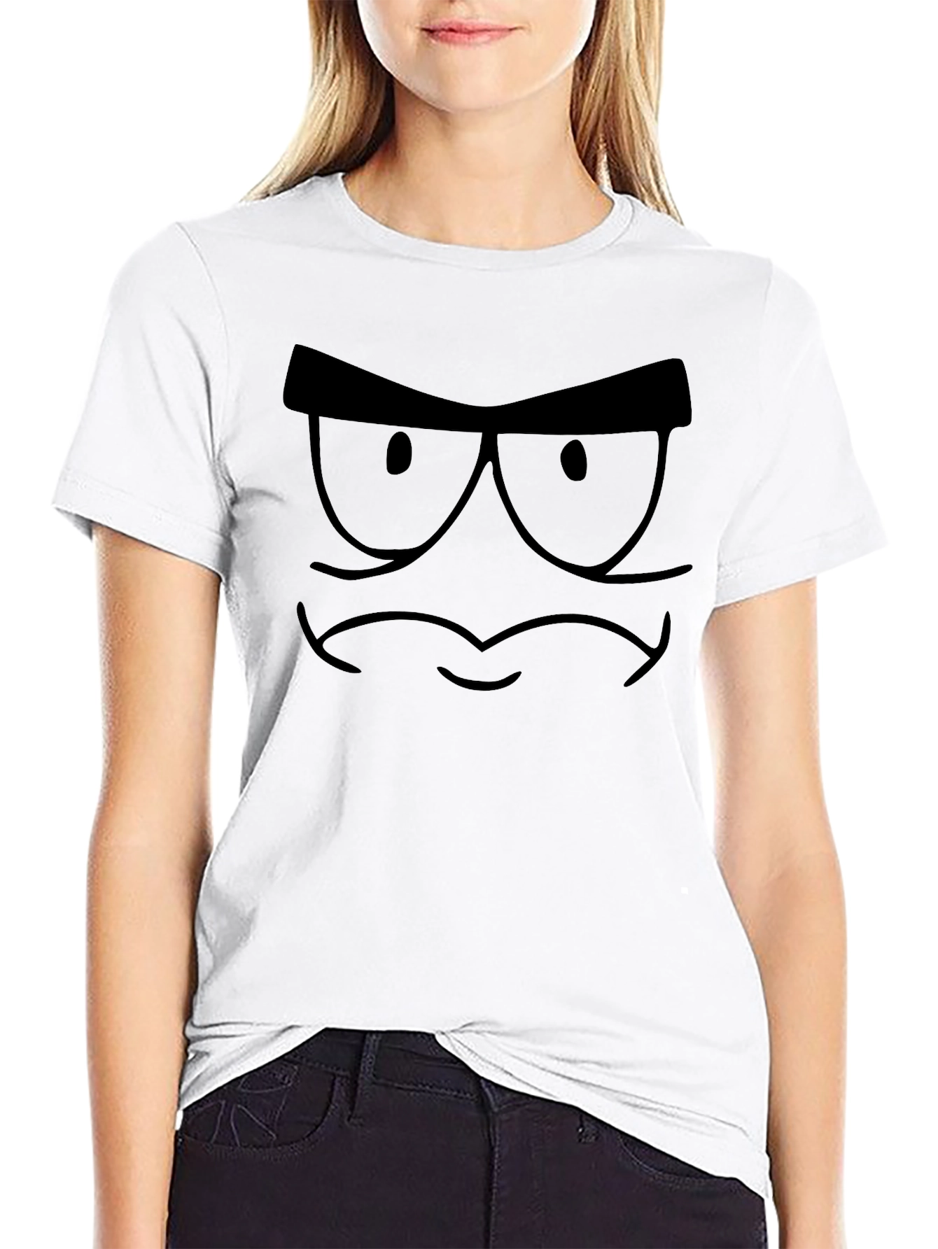 Cartoon Face Black T-Shirt