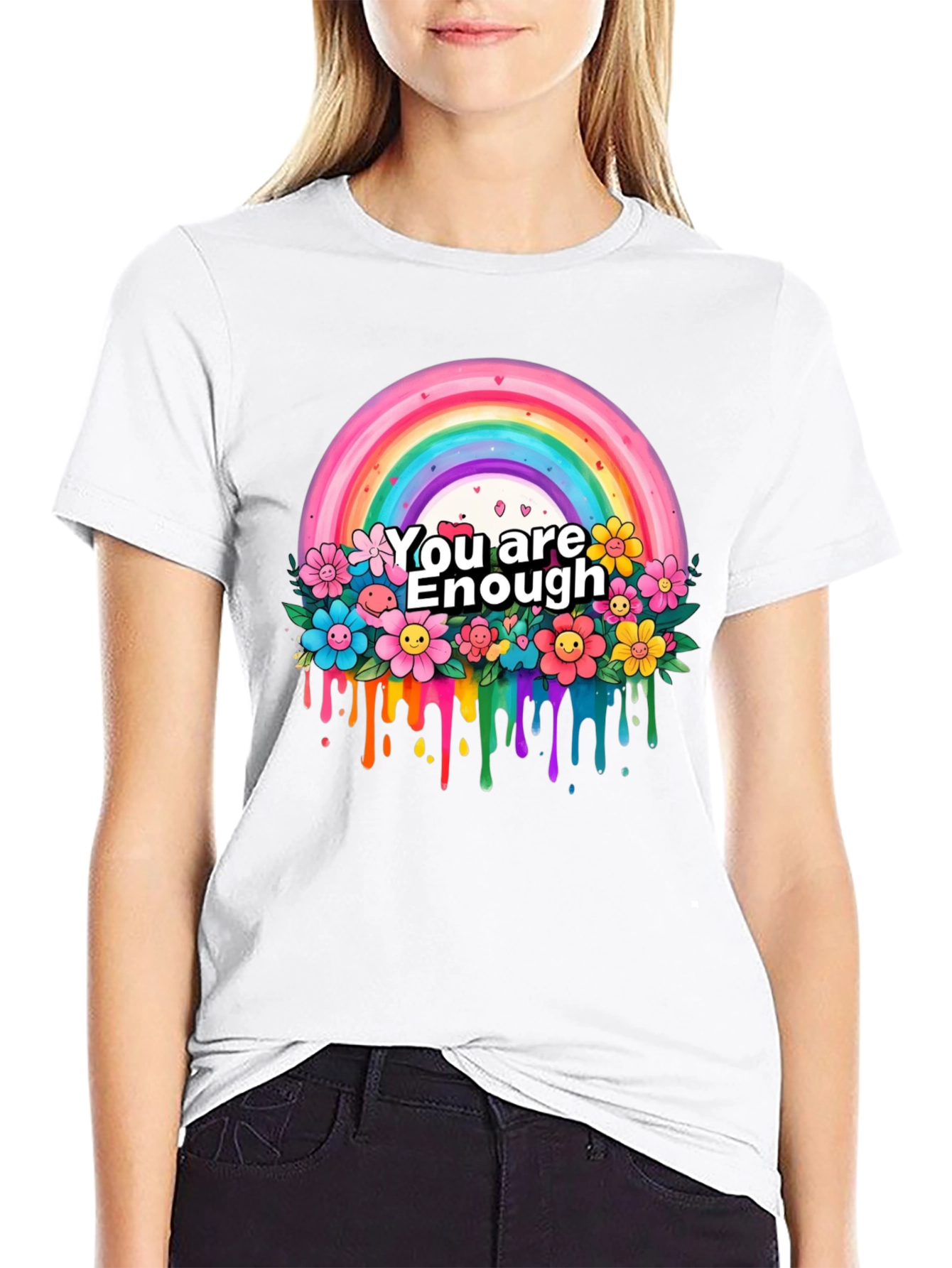 You Are Enough Rainbow Graphic T-Shirt