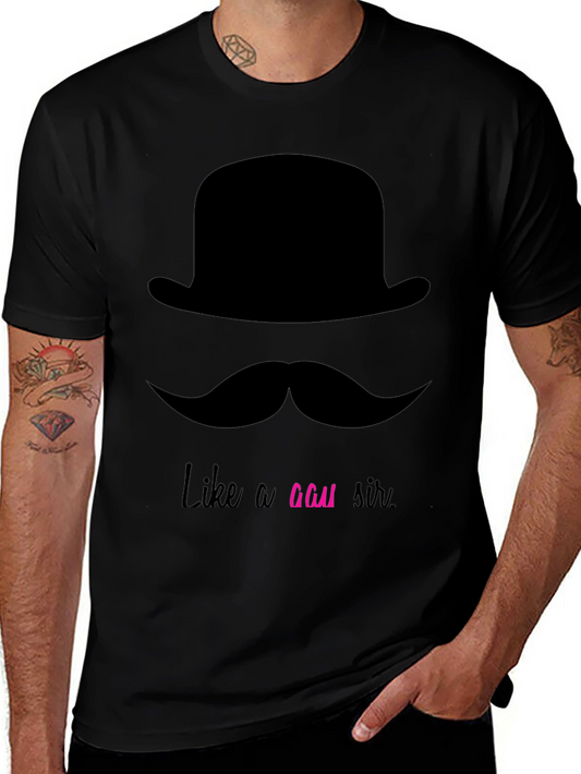 Dapper Mustache & Bowler Hat Graphic Tee - Like a GAU Sir