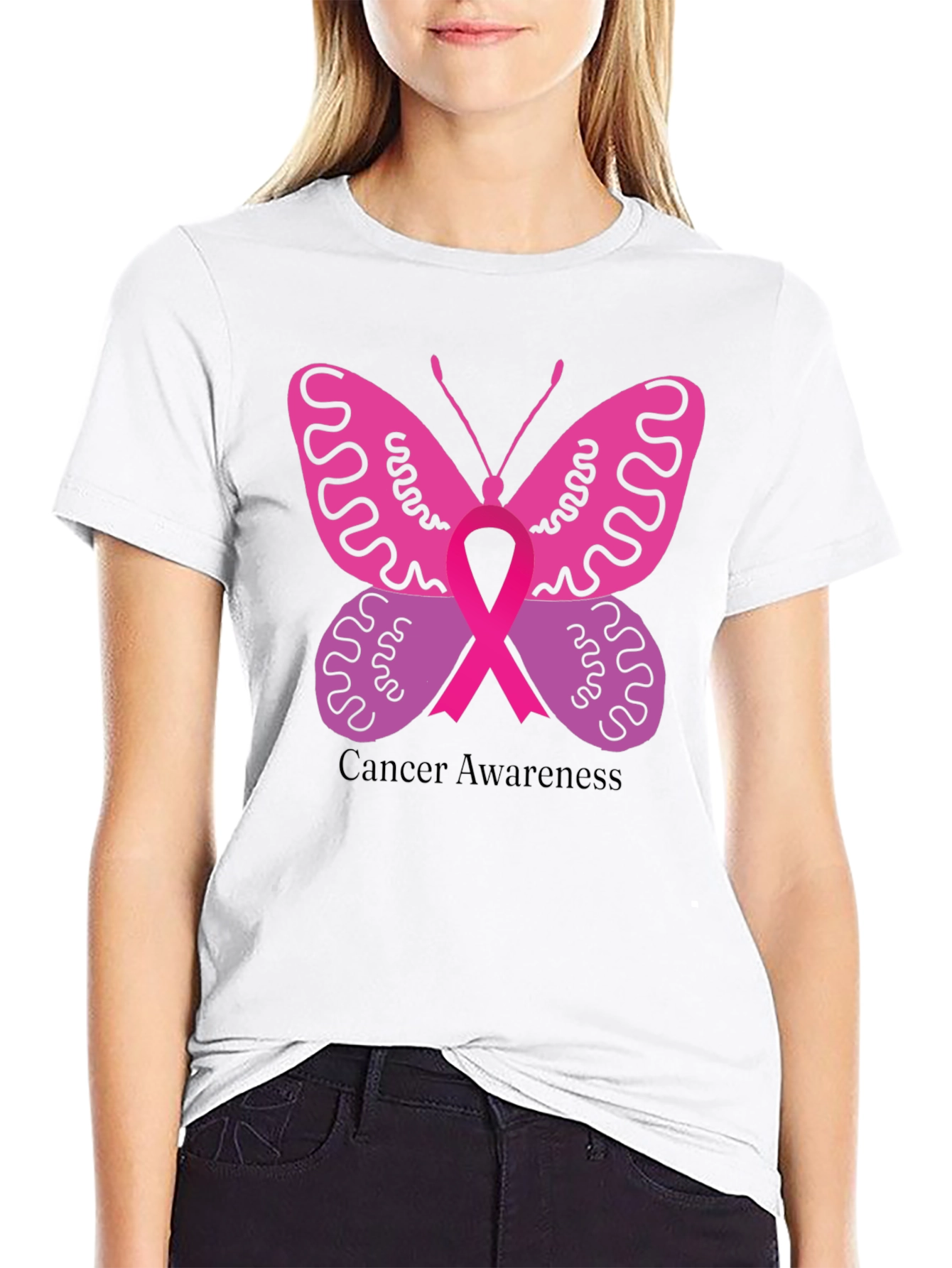 Cancer Awareness Butterfly Ribbon T-Shirt