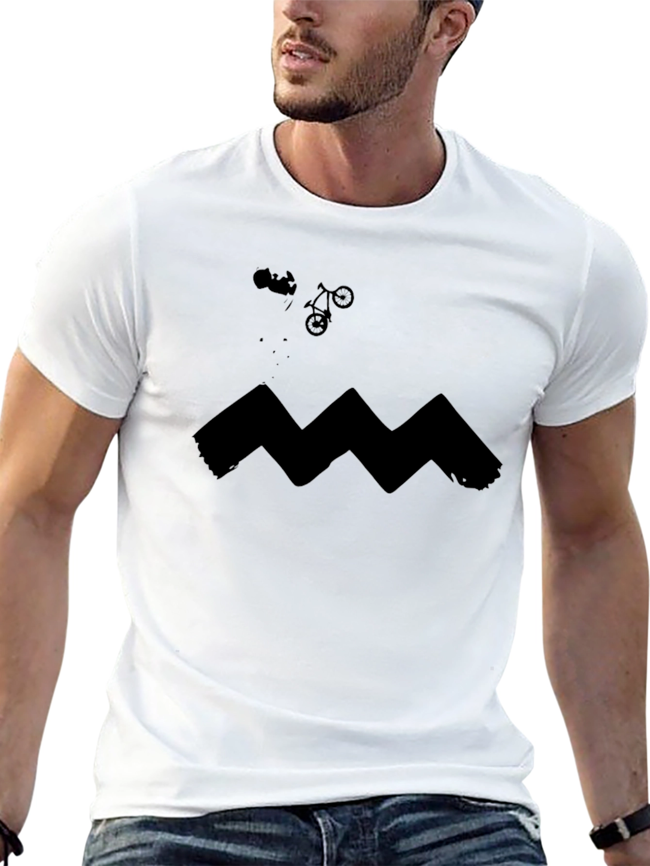 Mens Graphic Tee: Charlie Brown Zig Zag Design
