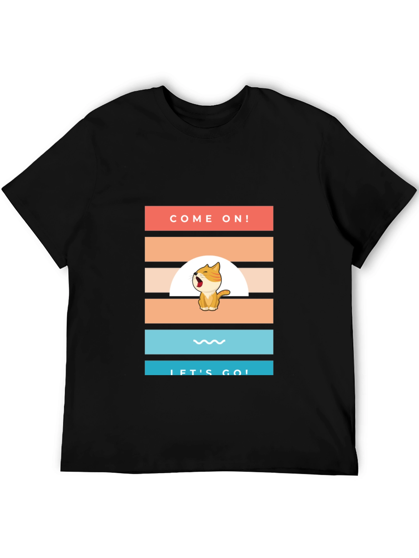 Come On! Lets Go! Cartoon Cat T-Shirt