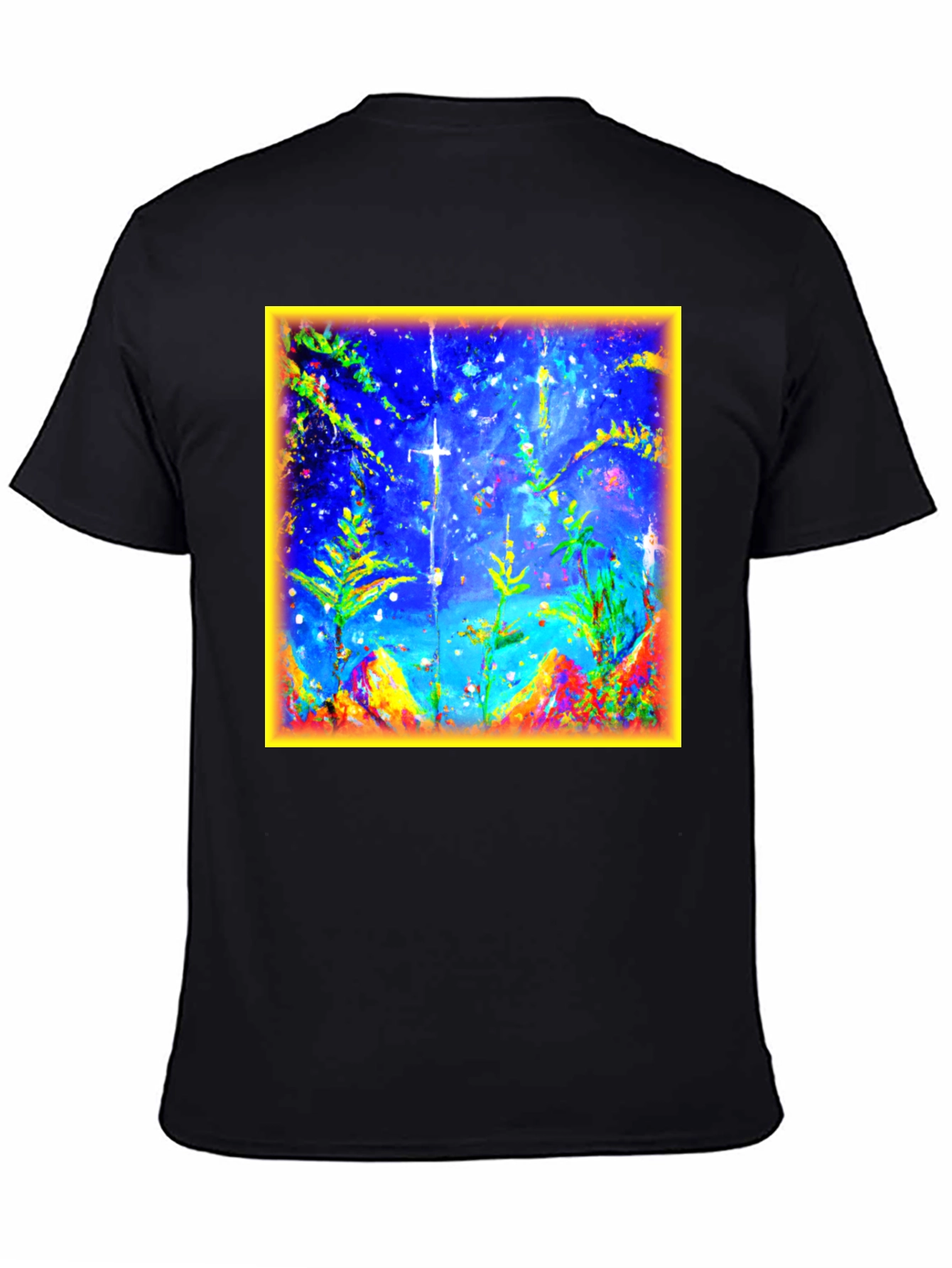 Abstract Art Graphic Tee - Mens Black Cotton T-Shirt