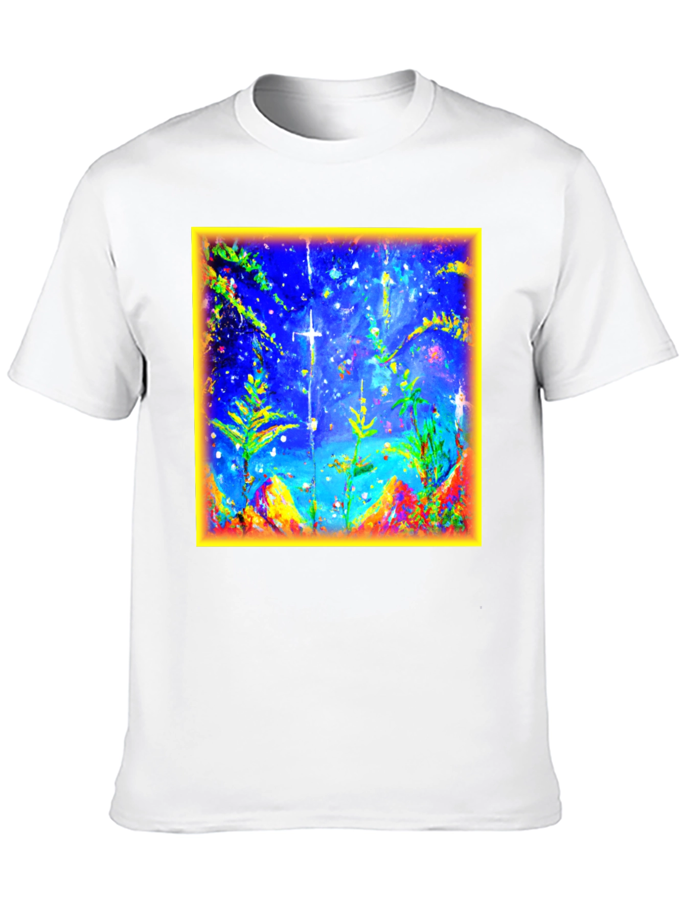 Abstract Art Graphic Tee - Mens Black Cotton T-Shirt