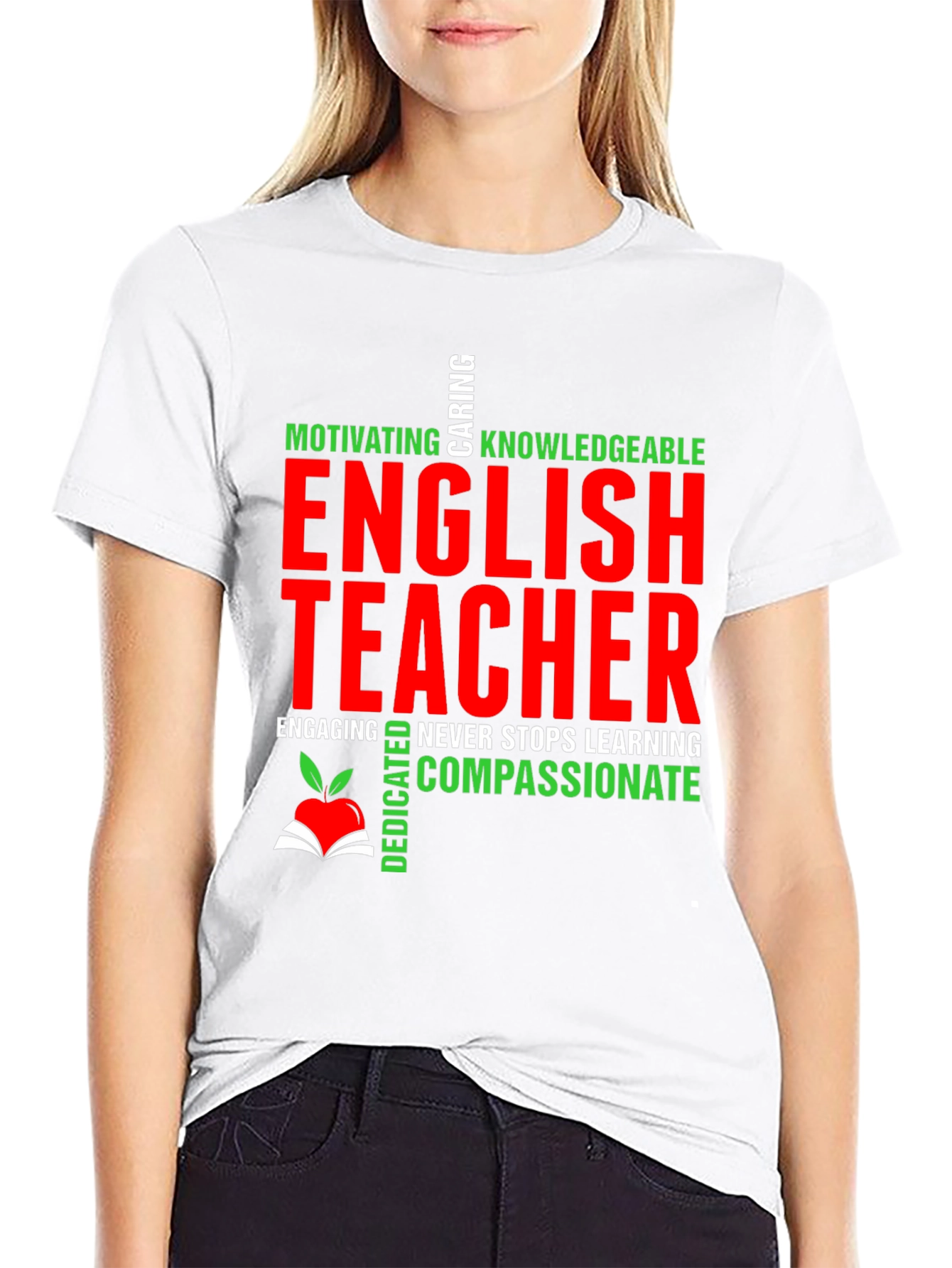English Teacher T-Shirt - Motivating Caring Knowledgeable