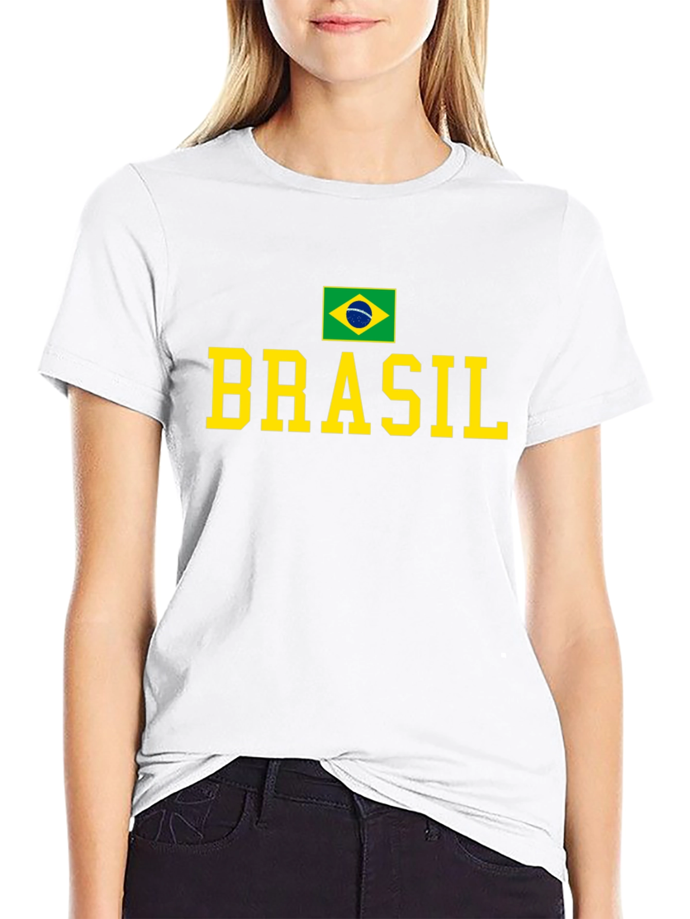 Brasil Flag Graphic T-Shirt - Black Crew Neck Tee