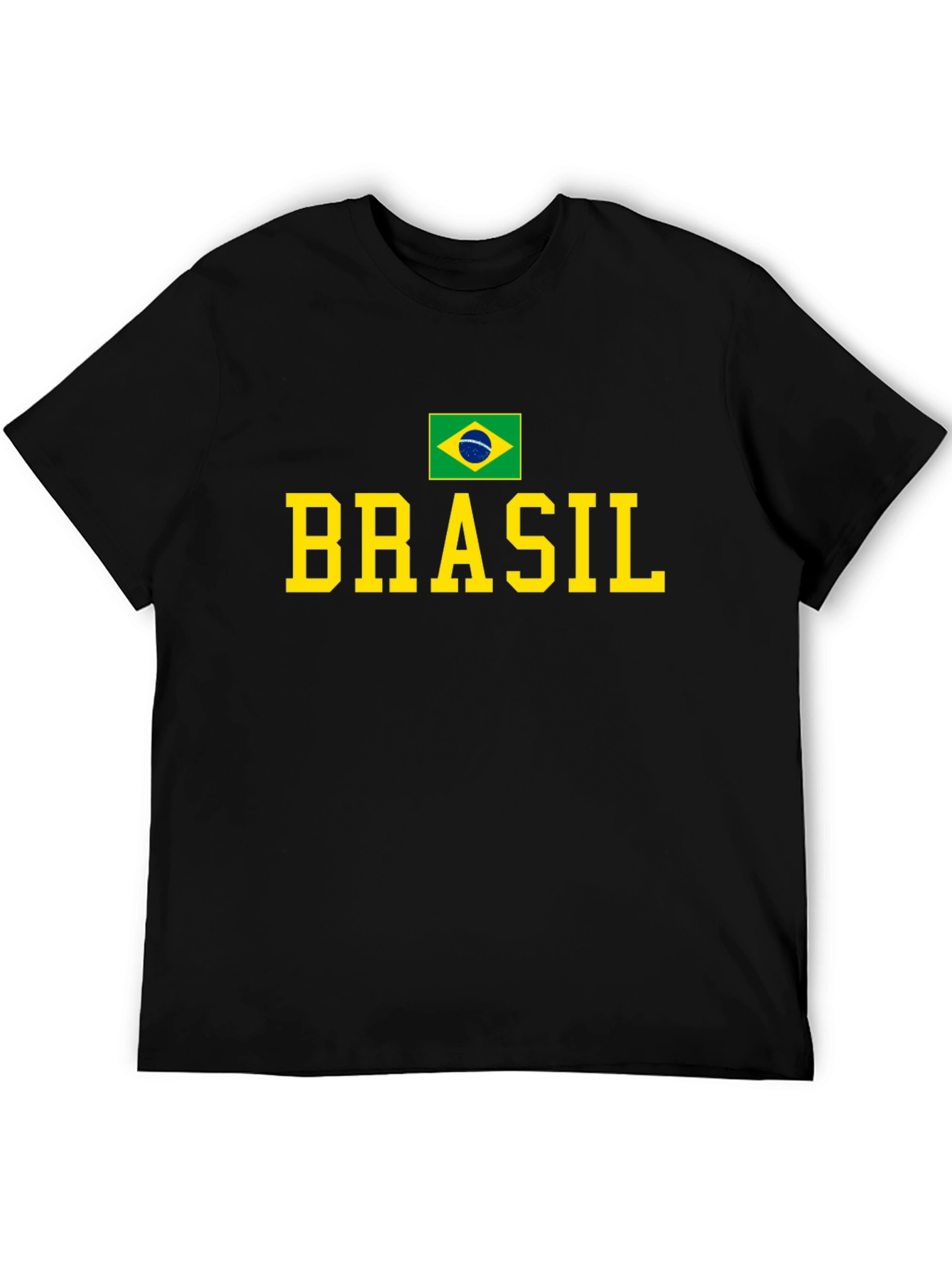 Brasil Flag Graphic T-Shirt - Black Crew Neck Tee