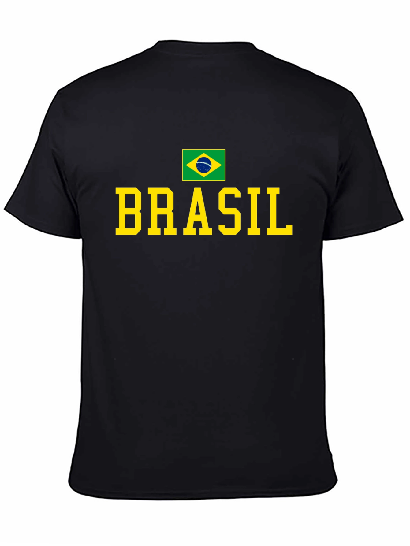 Brasil Flag Graphic T-Shirt - Black Crew Neck Tee