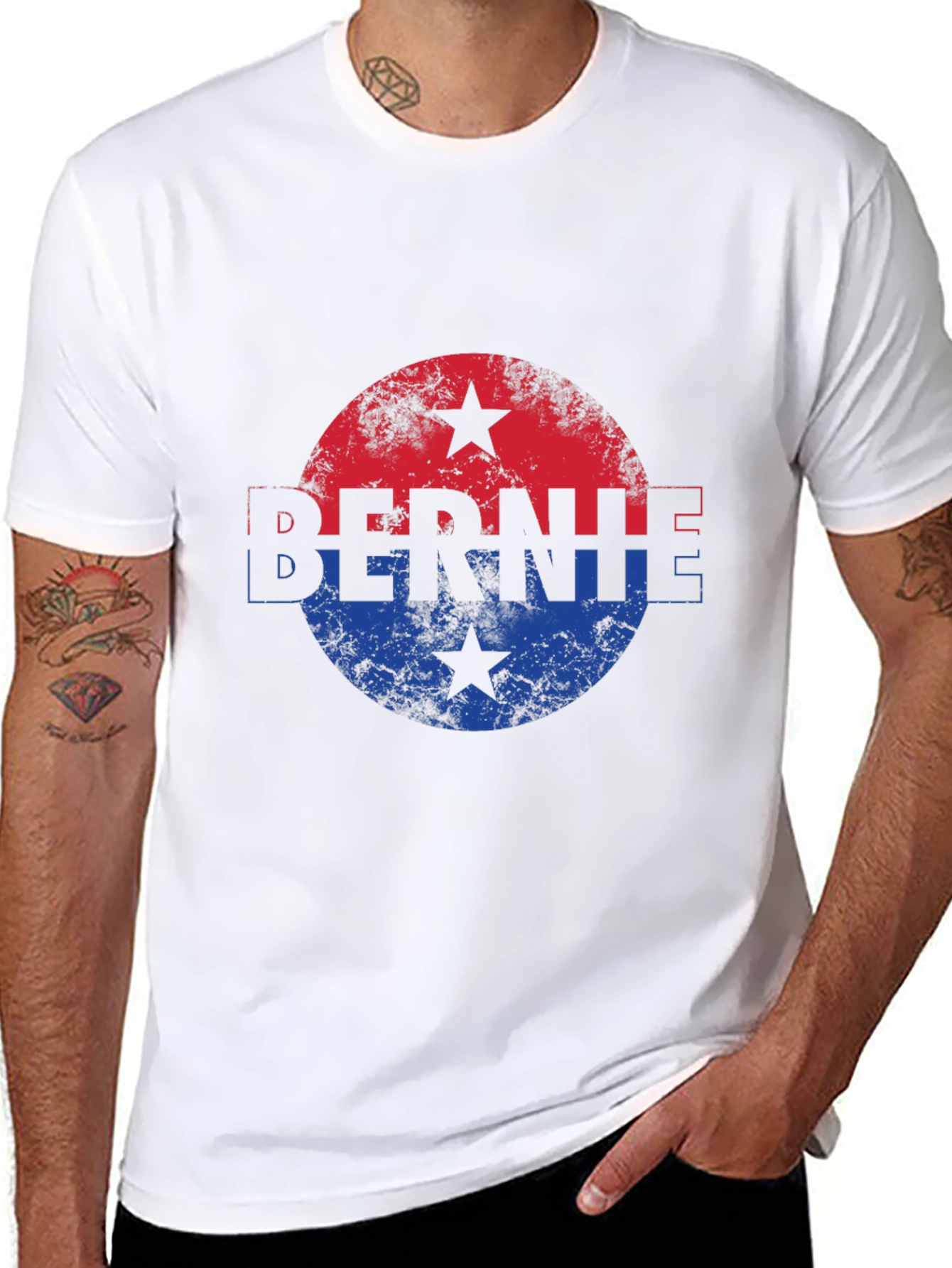 Bernie T-Shirt Political Red & Blue Star Graphic Tee