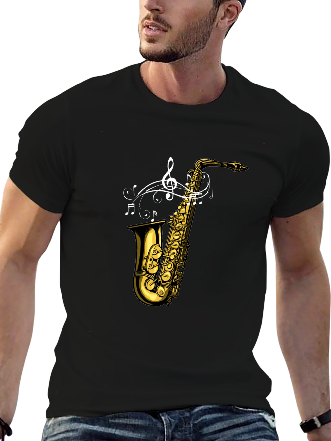 Saxophone Music T-Shirt - Black Graphic Tee