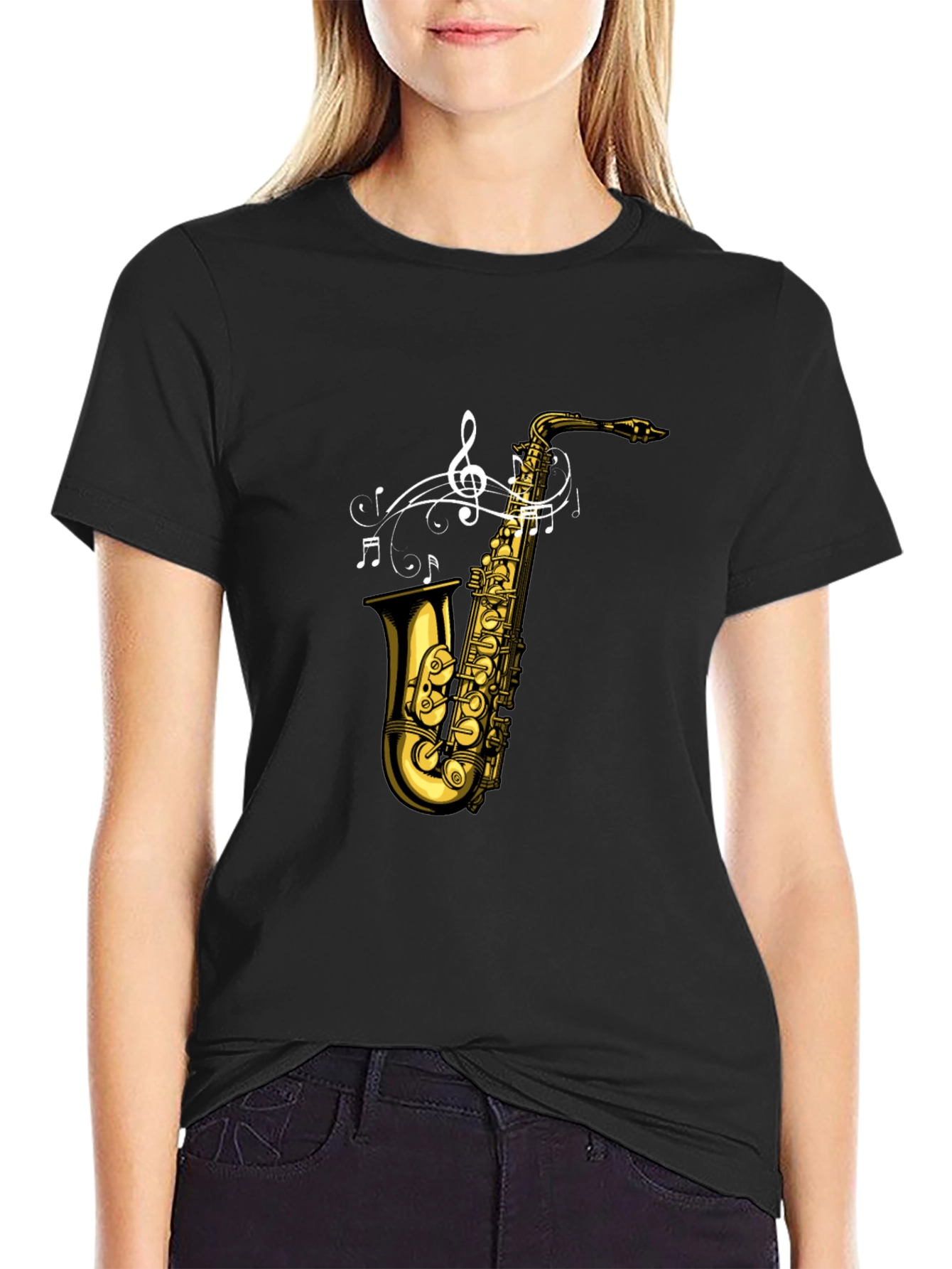 Saxophone Music T-Shirt - Black Graphic Tee