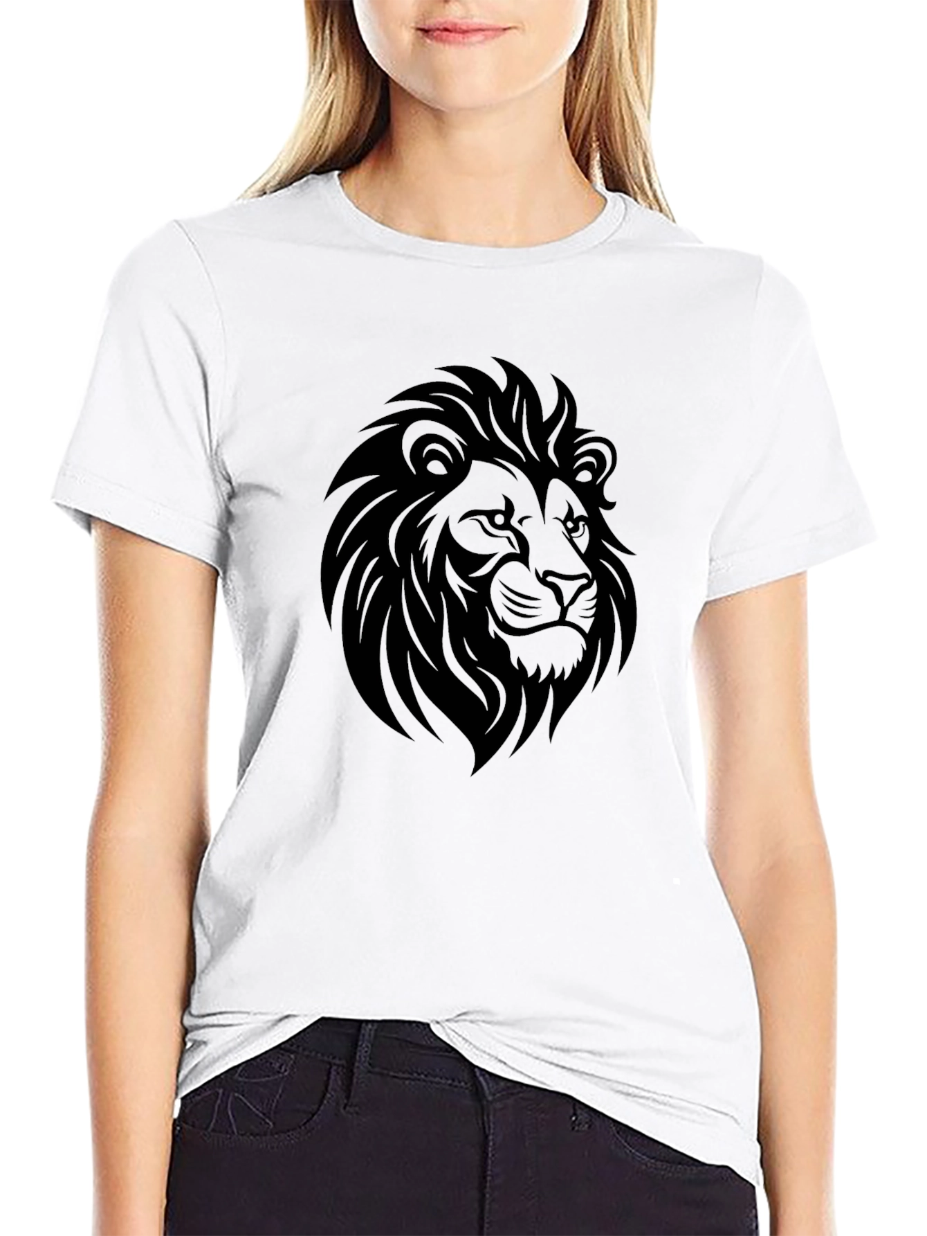 Mens Black Lion Graphic T-Shirt