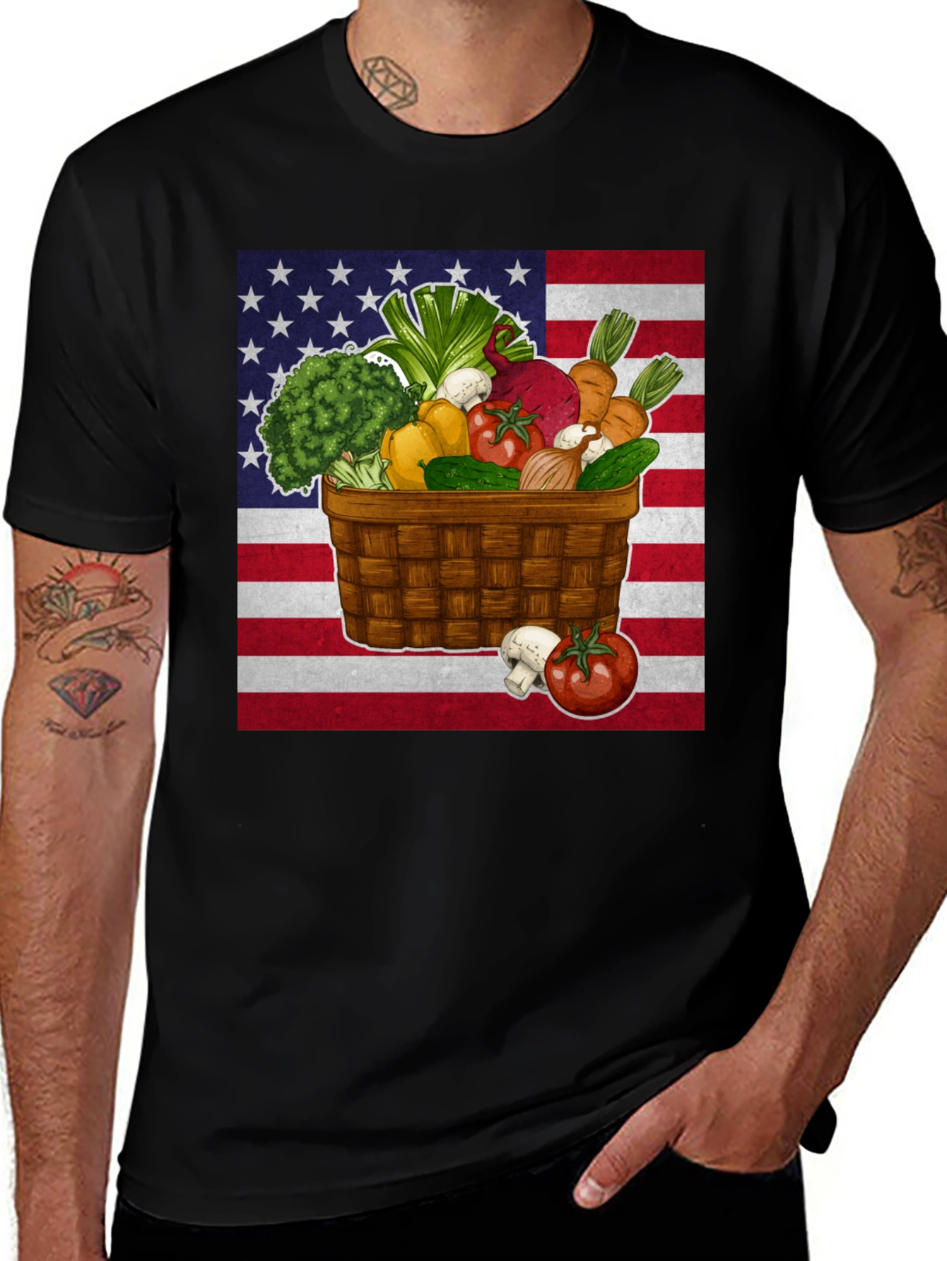 USA Veggie Basket Graphic Tee