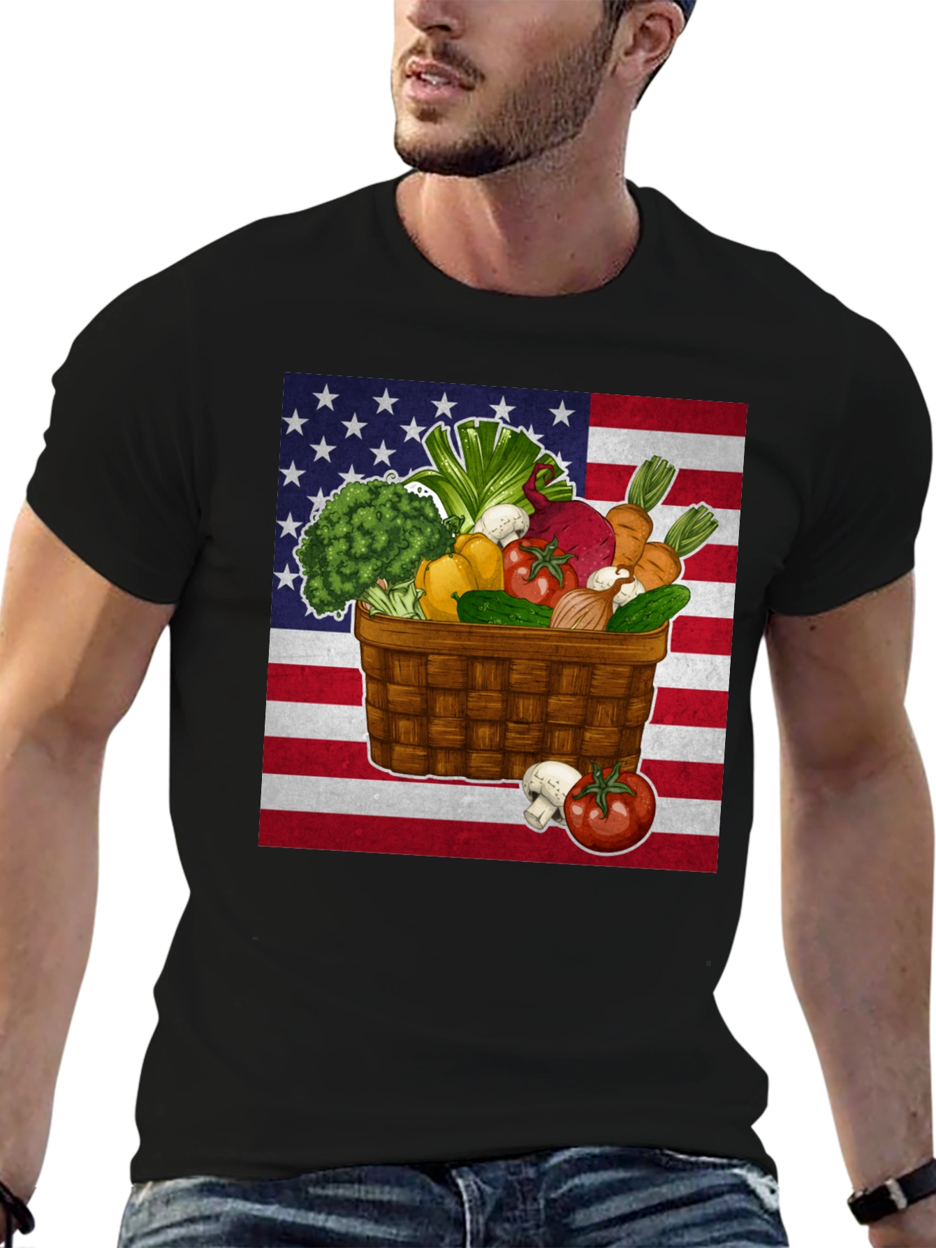 USA Veggie Basket Graphic Tee