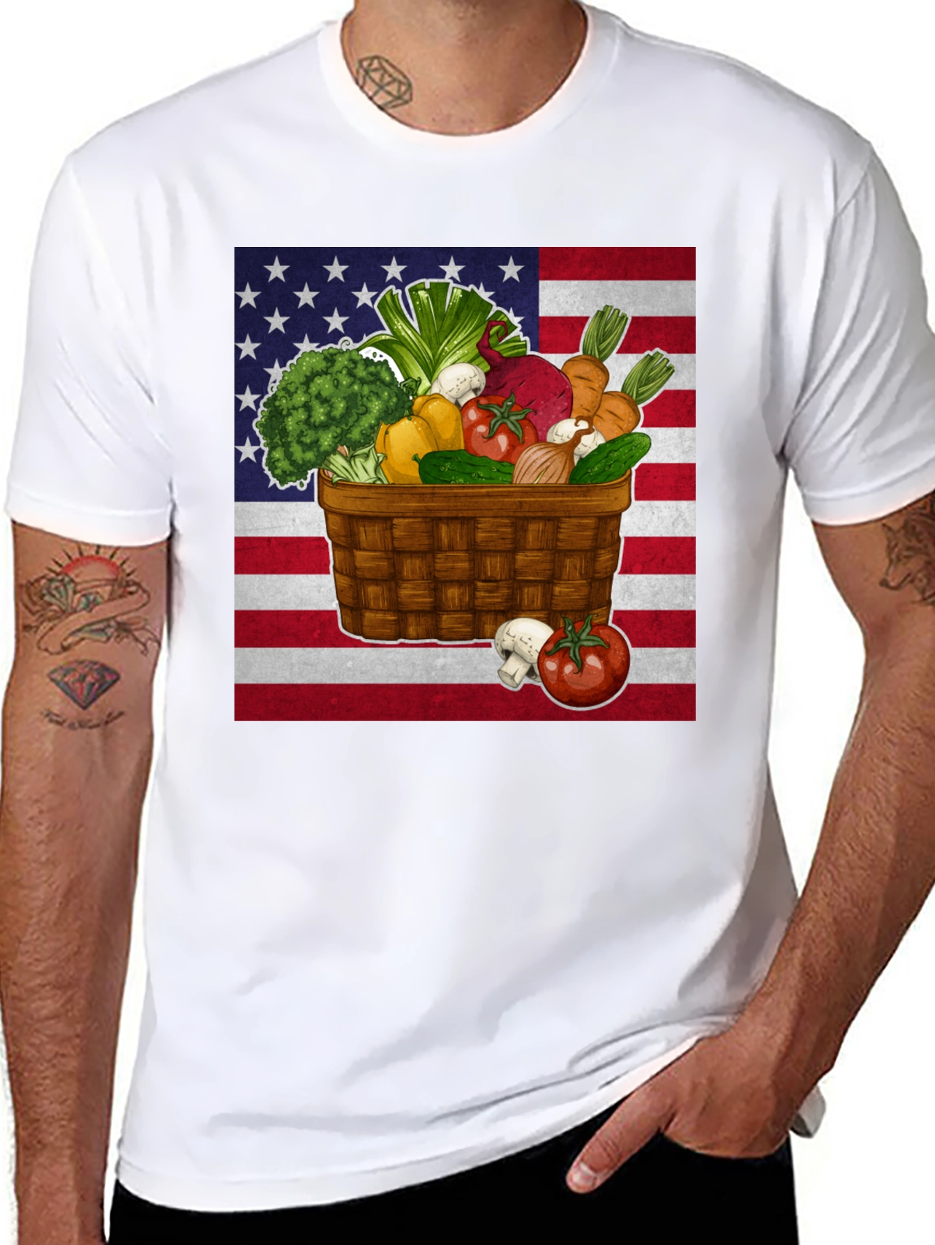 USA Veggie Basket Graphic Tee