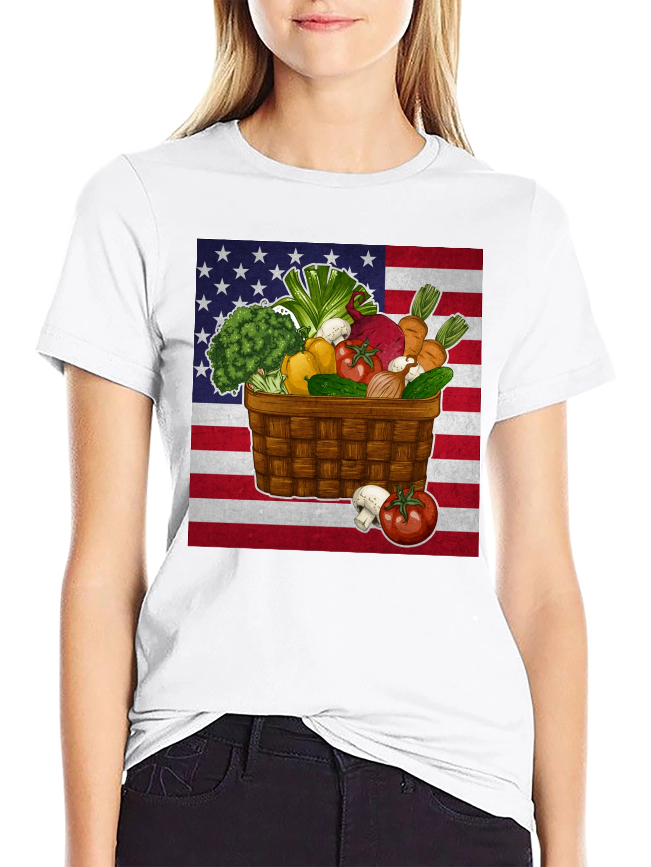 USA Veggie Basket Graphic Tee