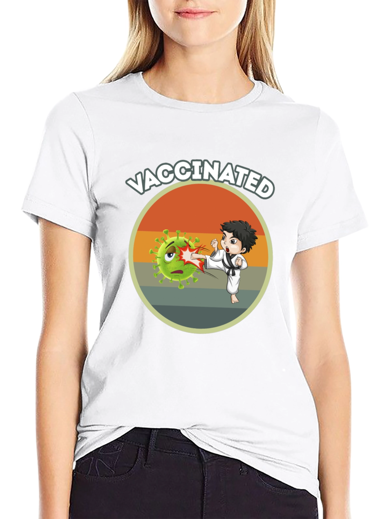 Vaccinated Karate Kick T-Shirt
