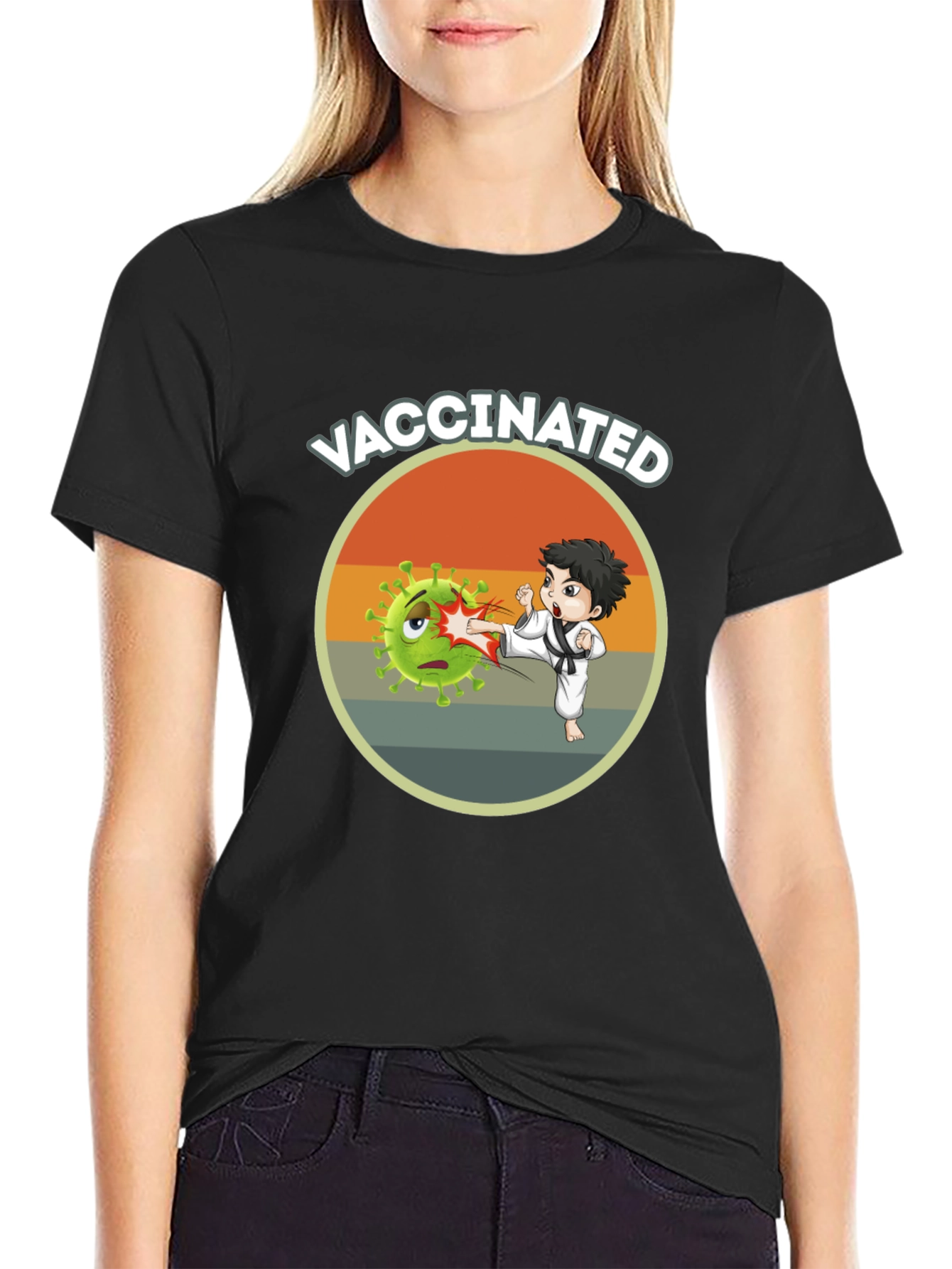 Vaccinated Karate Kick T-Shirt