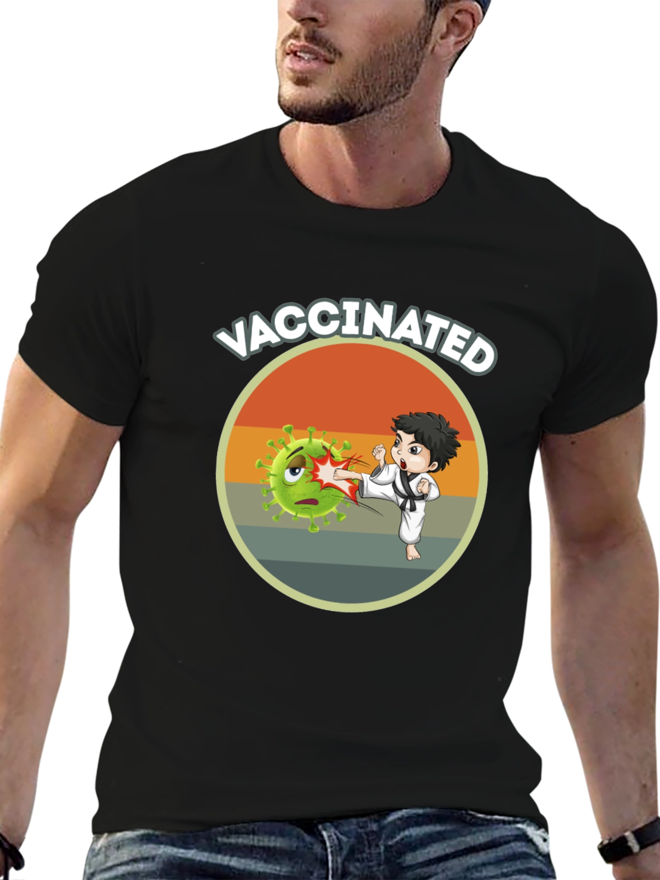 Vaccinated Karate Kick T-Shirt