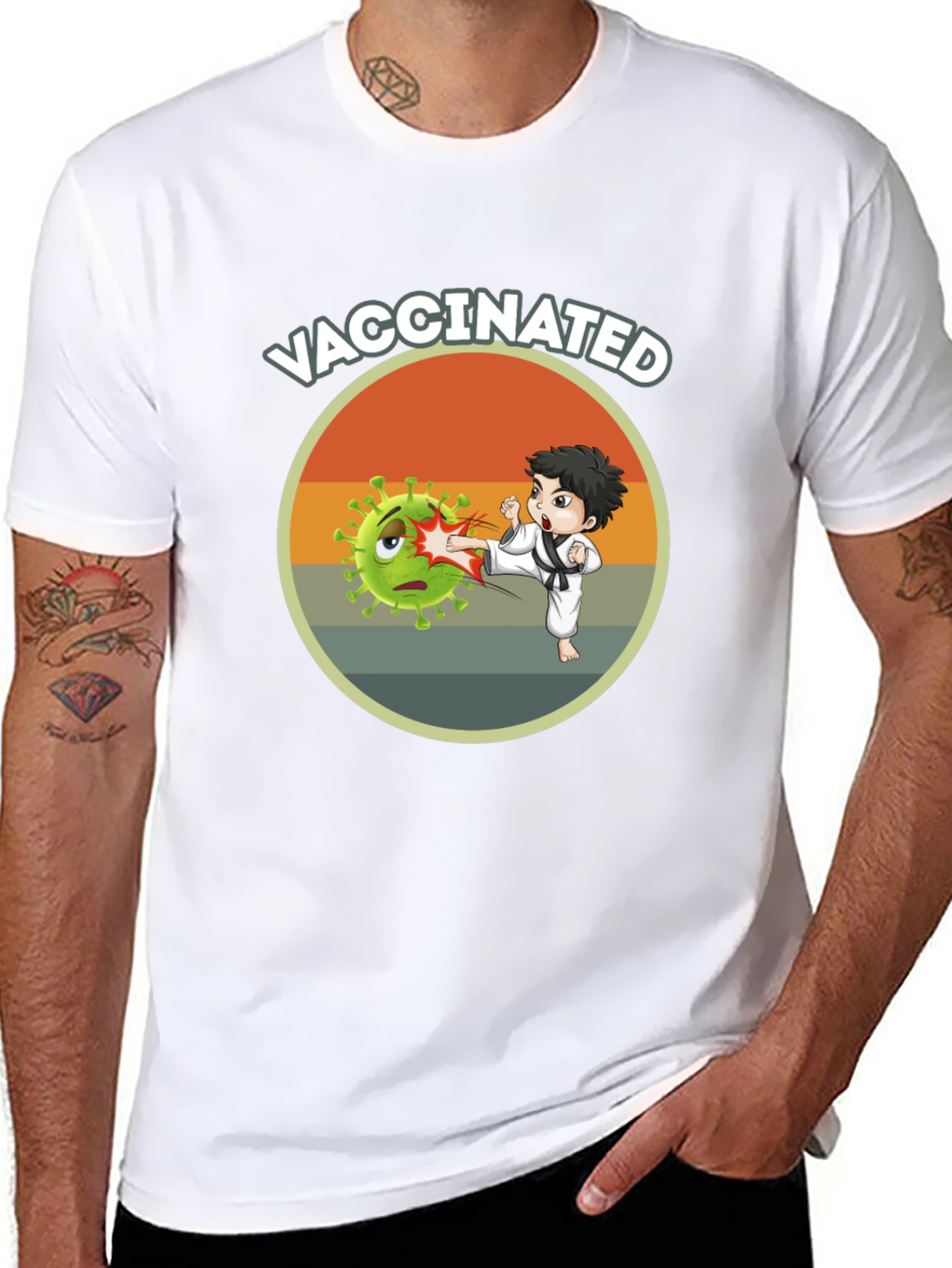 Vaccinated Karate Kick T-Shirt