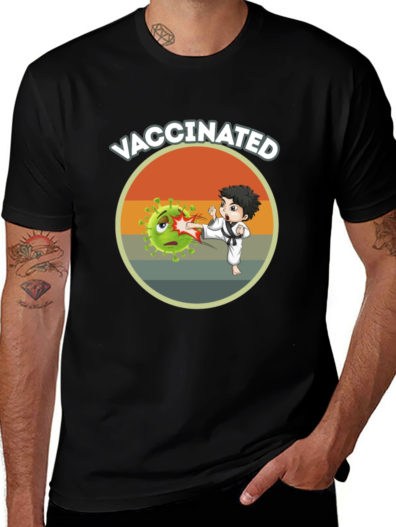 Vaccinated Karate Kick T-Shirt