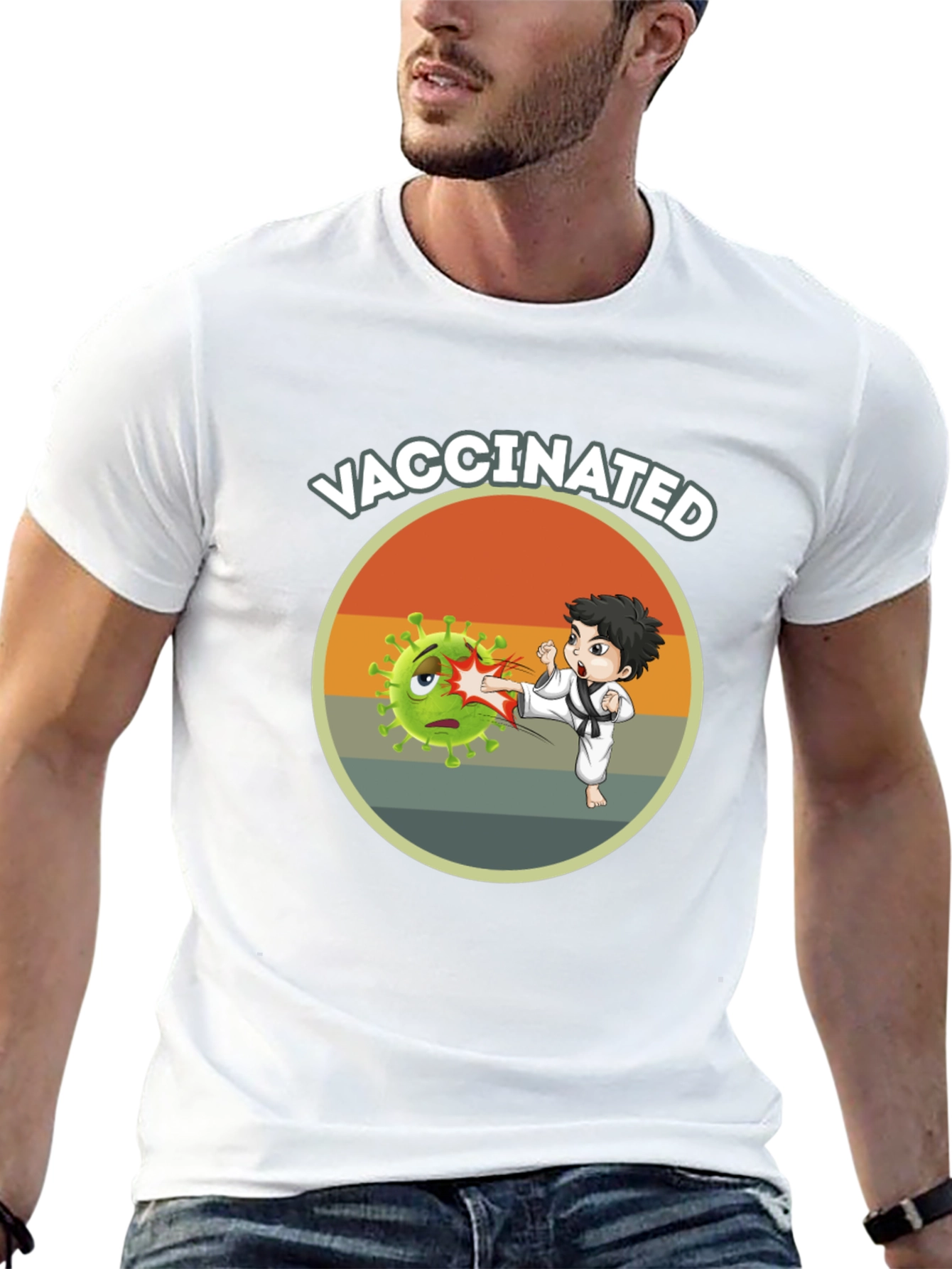 Vaccinated Karate Kick T-Shirt