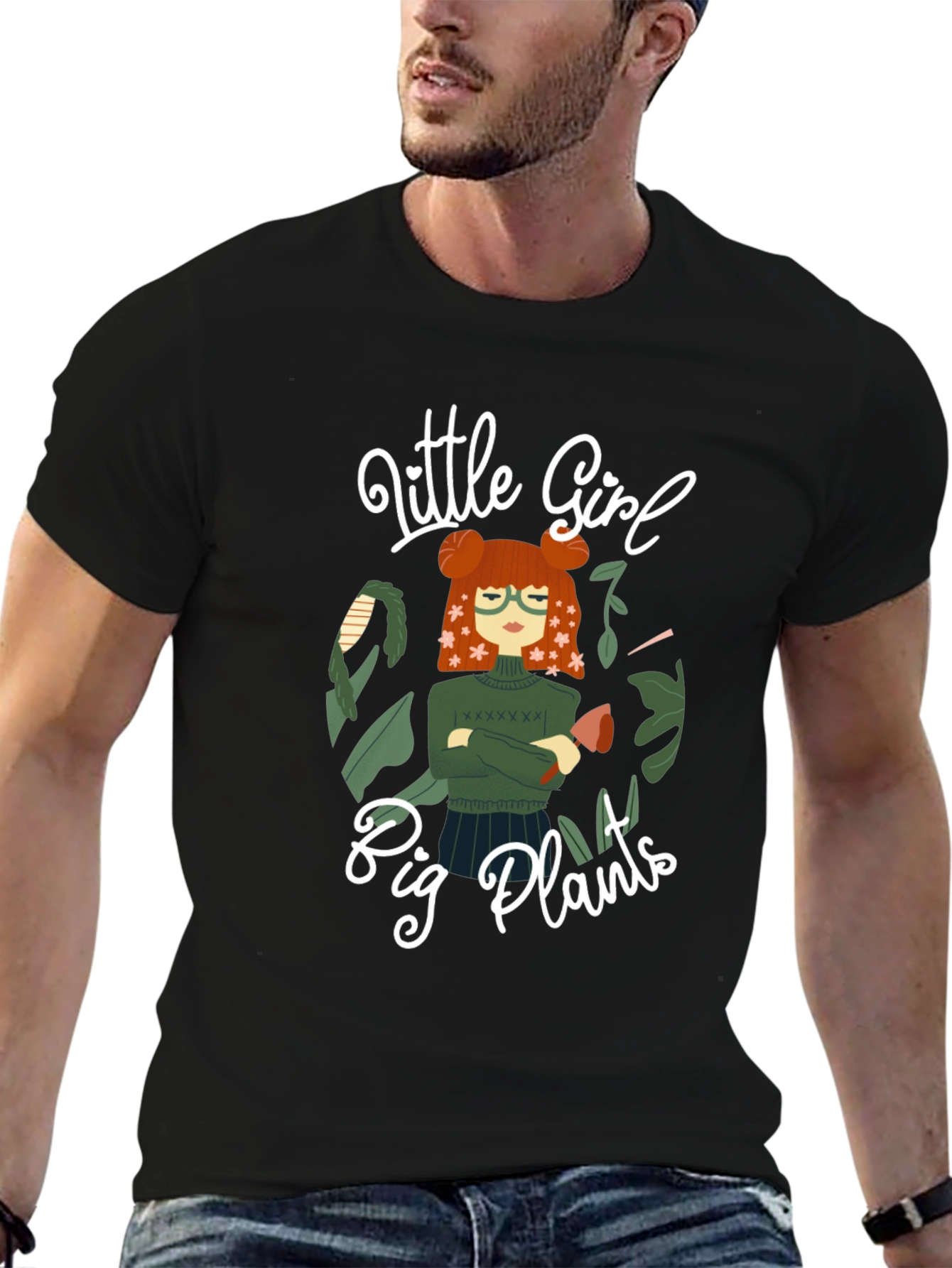 Little Girl Big Plants Graphic Tee