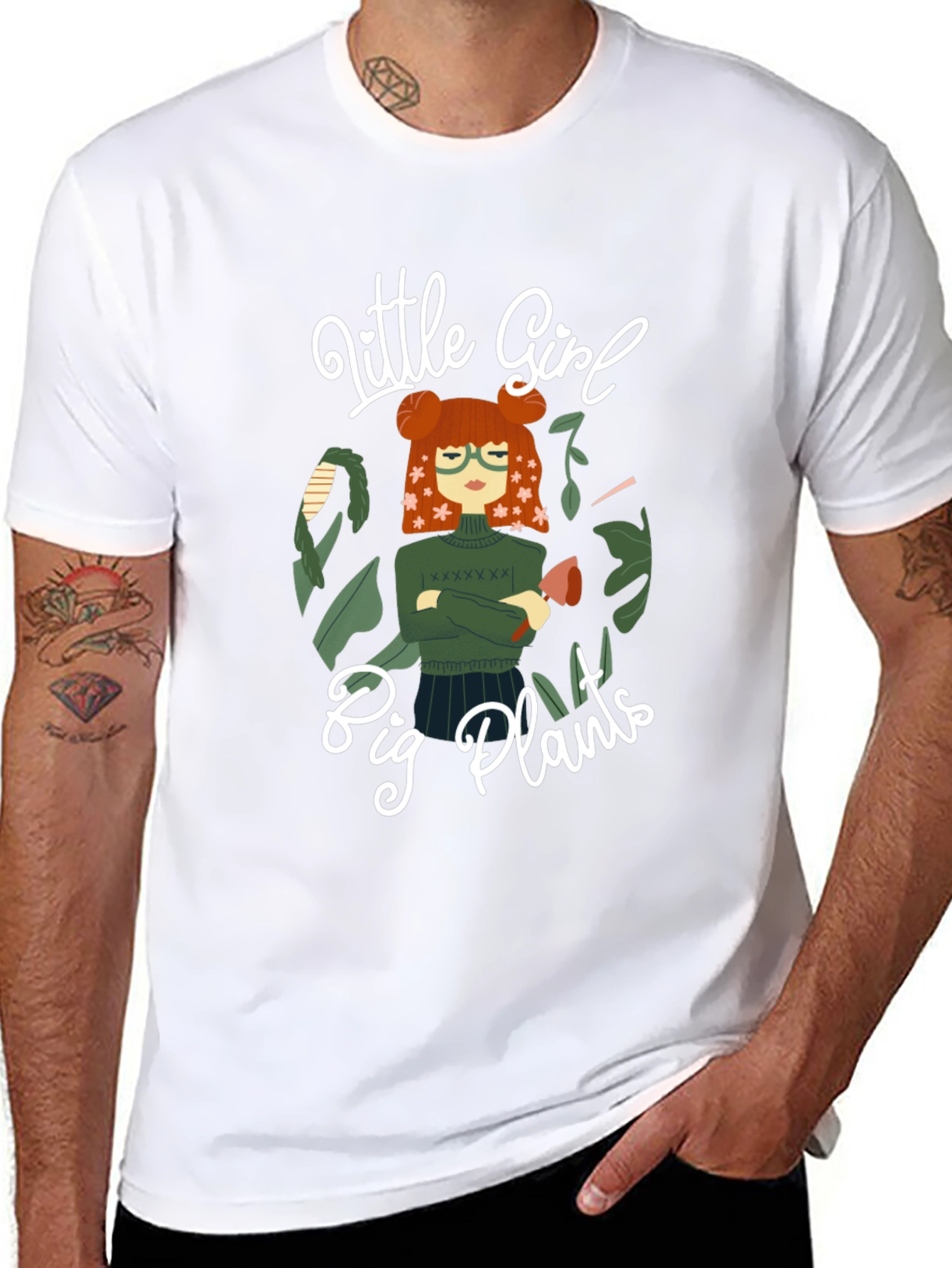 Little Girl Big Plants Graphic Tee
