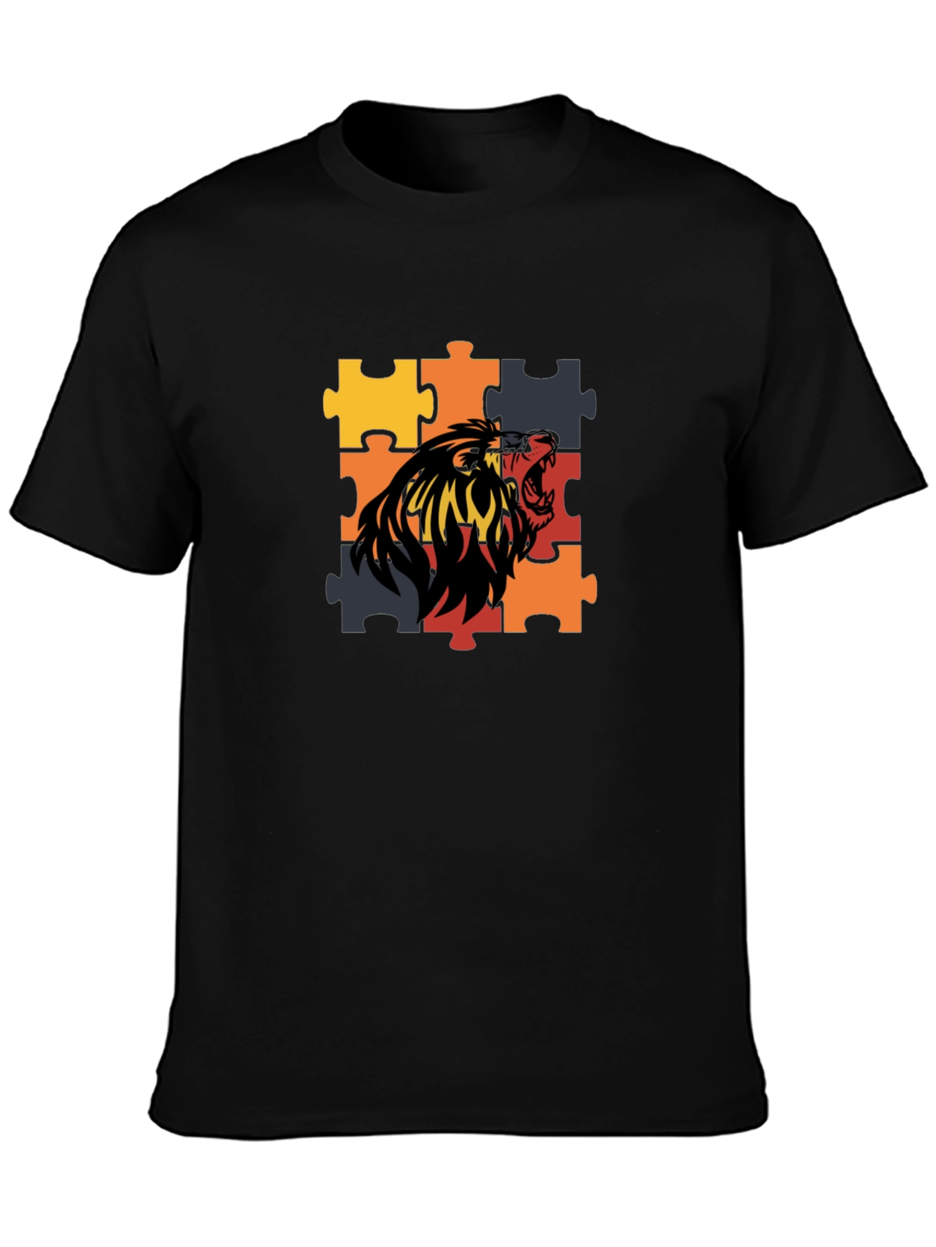 Puzzle Lion Graphic Tee - Premium Cotton Blend