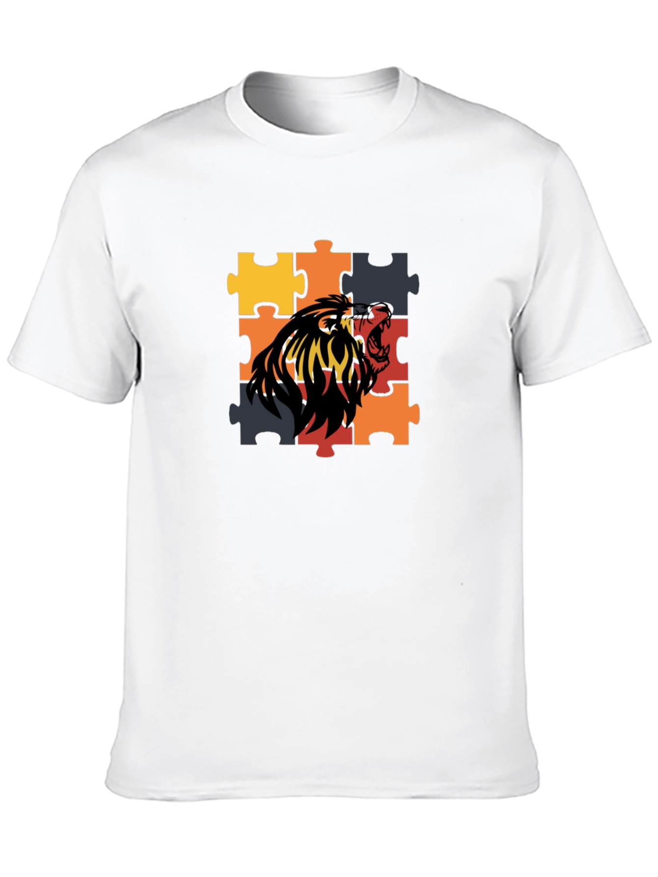 Puzzle Lion Graphic Tee - Premium Cotton Blend